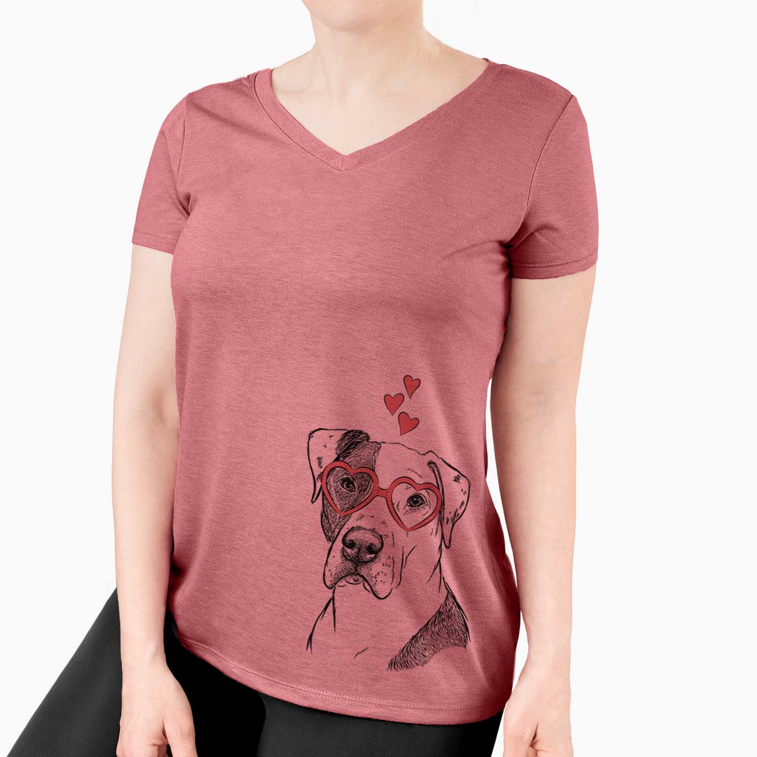 Valentine Duke the American Staffordshire Terrier Mix - Women's V-neck Shirt