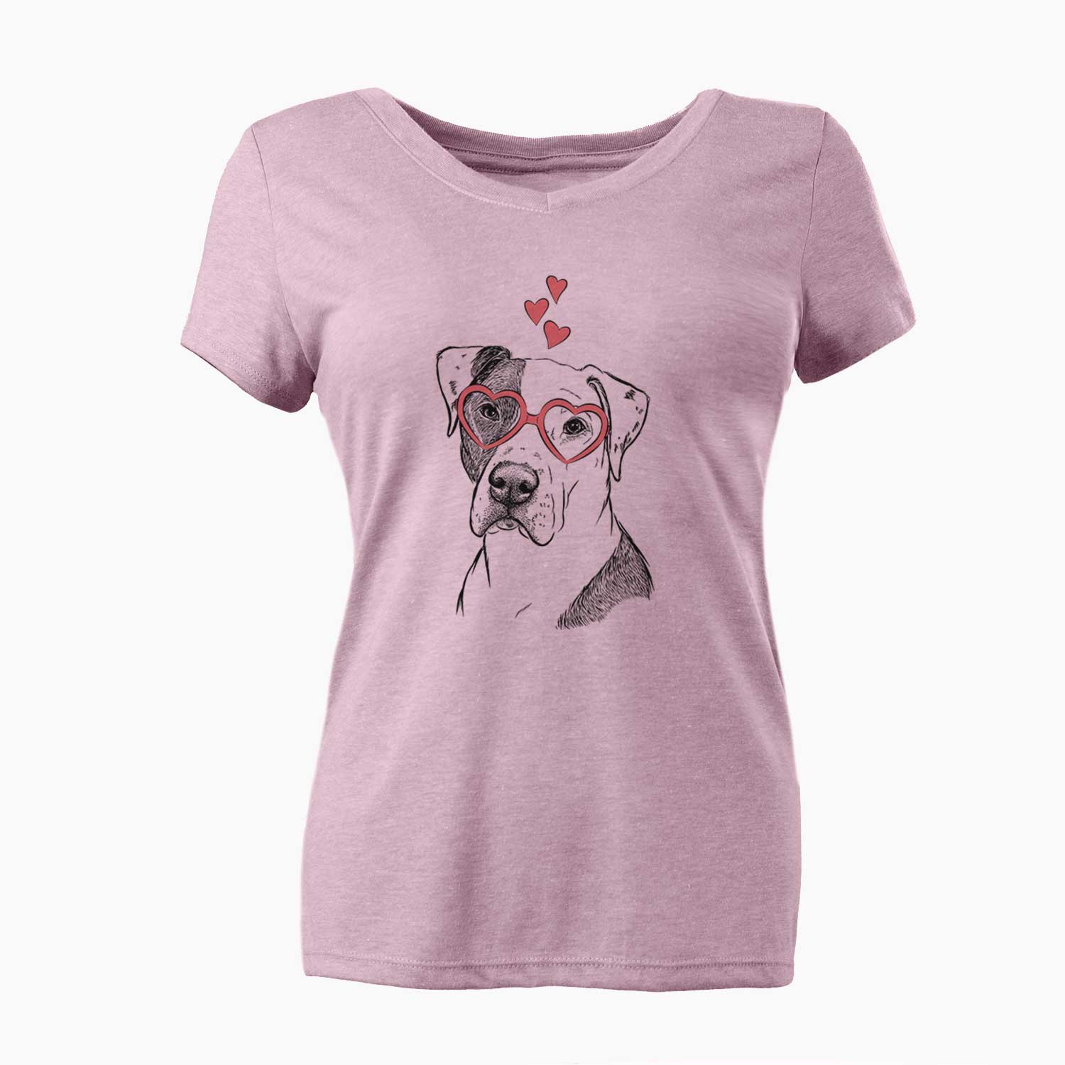 Valentine Duke the American Staffordshire Terrier Mix - Women's V-neck Shirt