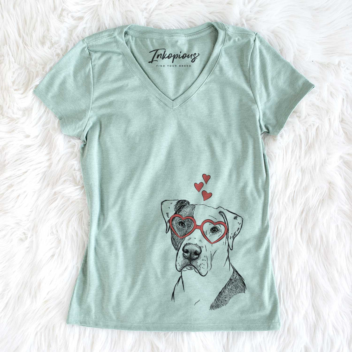 Valentine Duke the American Staffordshire Terrier Mix - Women&#39;s V-neck Shirt