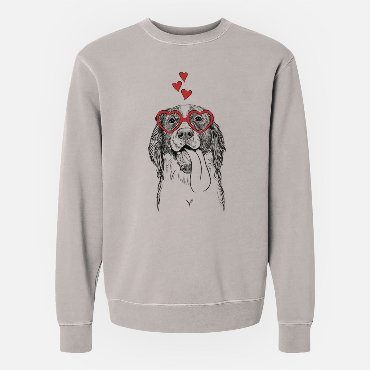 Valentine Duke the English Springer Spaniel - Unisex Pigment Dyed Crew Sweatshirt