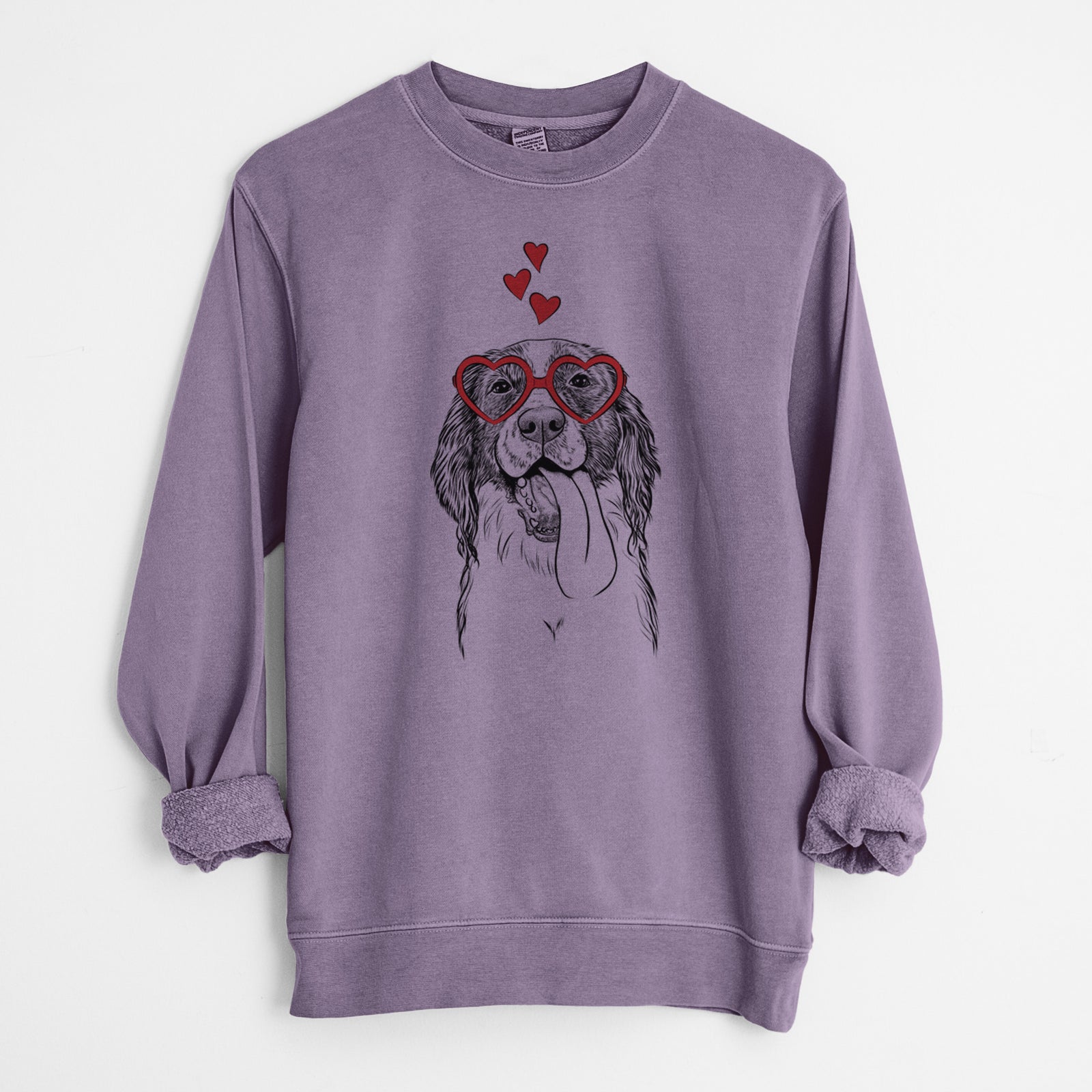 Valentine Duke the English Springer Spaniel - Unisex Pigment Dyed Crew Sweatshirt
