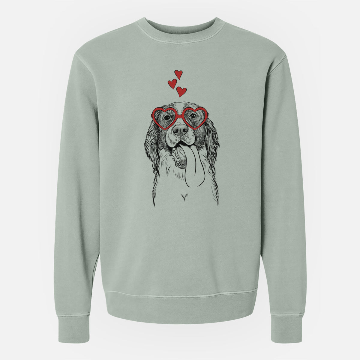 Valentine Duke the English Springer Spaniel - Unisex Pigment Dyed Crew Sweatshirt