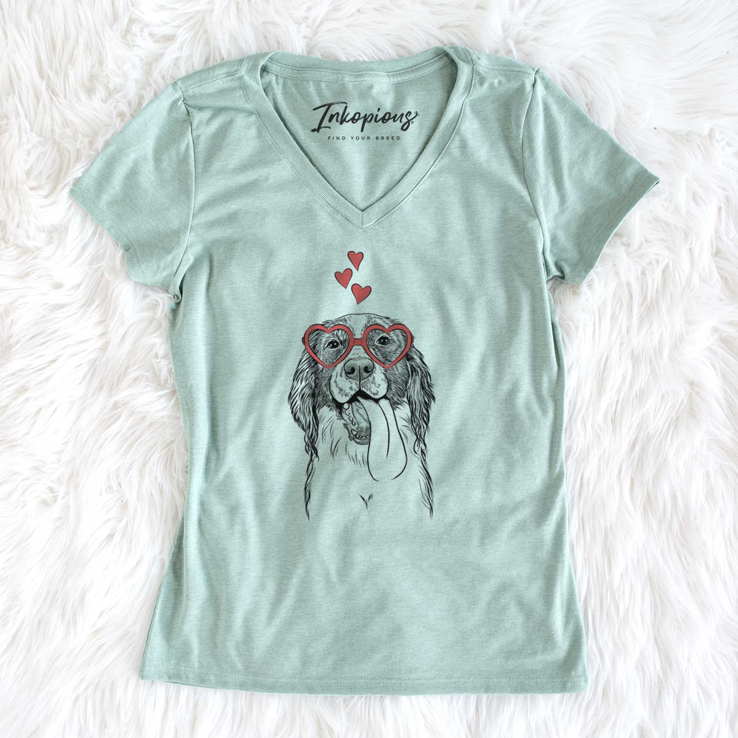 Valentine Duke the English Springer Spaniel - Women's V-neck Shirt