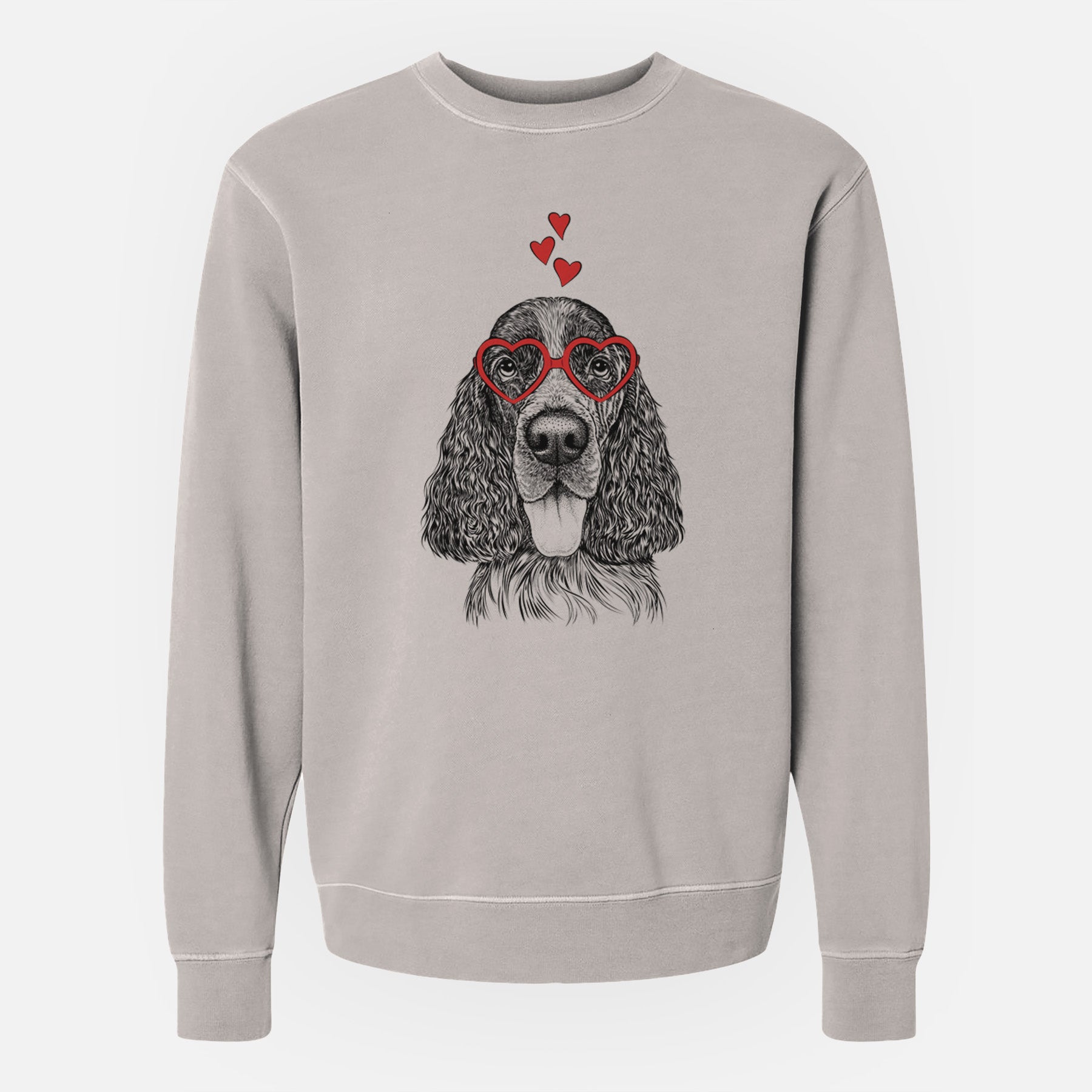 Valentine Duke the English Springer Spaniel - Unisex Pigment Dyed Crew Sweatshirt