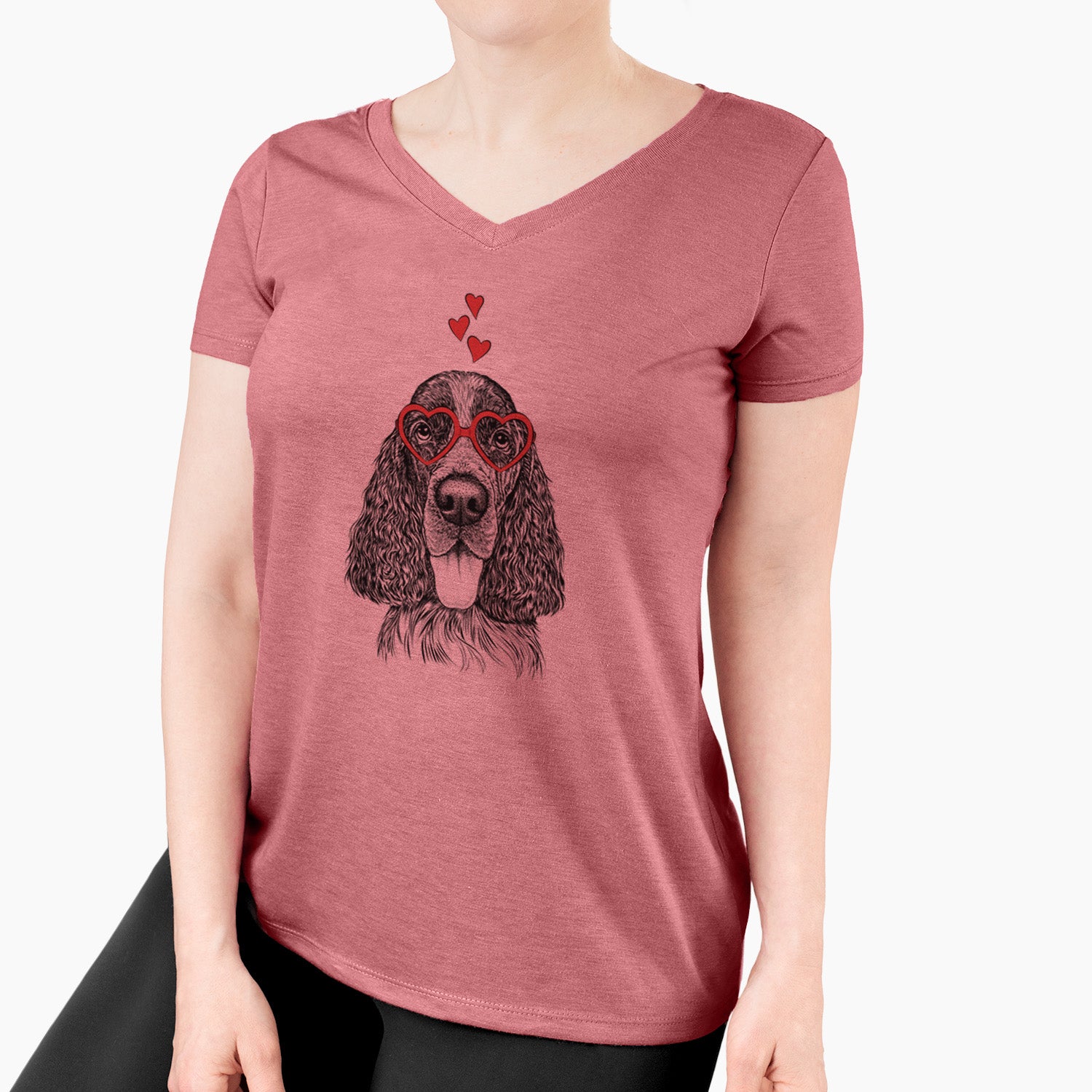 Valentine Duke the English Springer Spaniel - Women's Perfect V-neck Shirt