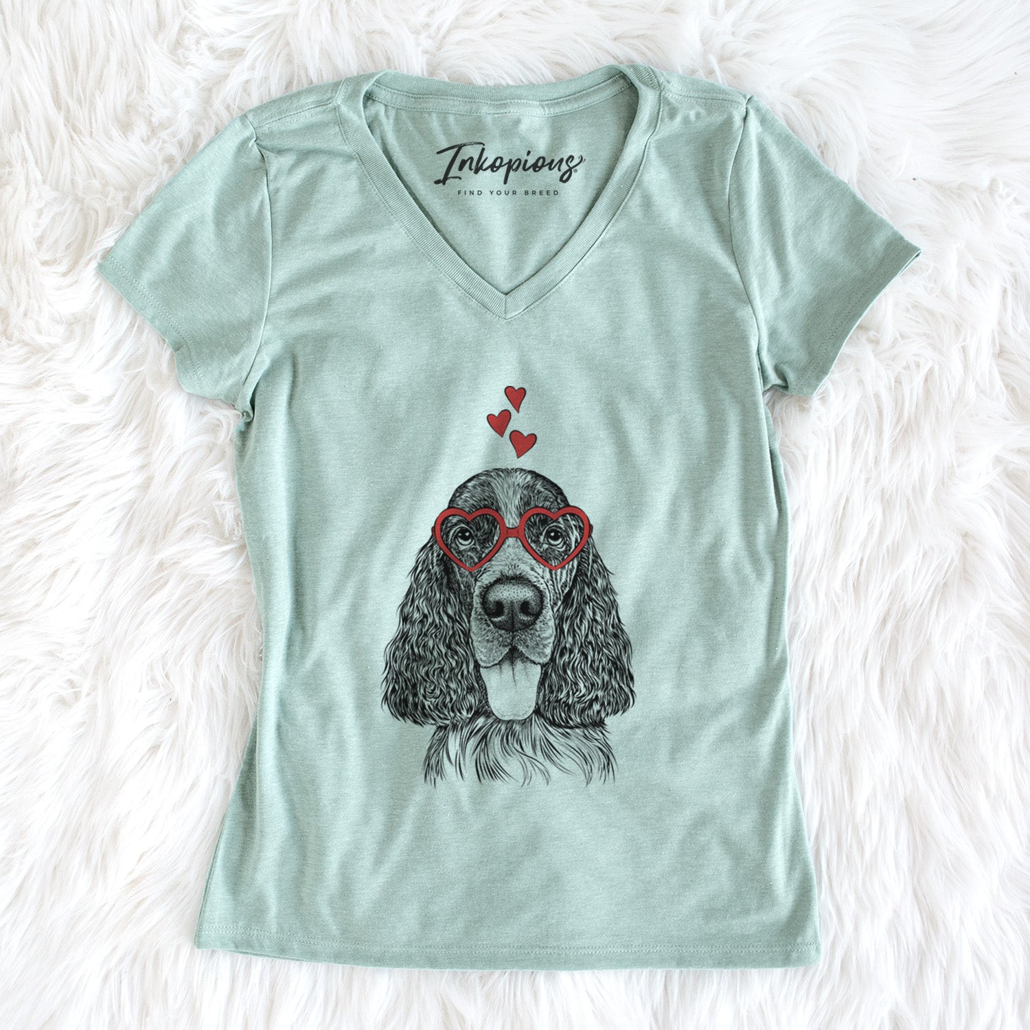 Valentine Duke the English Springer Spaniel - Women's Perfect V-neck Shirt