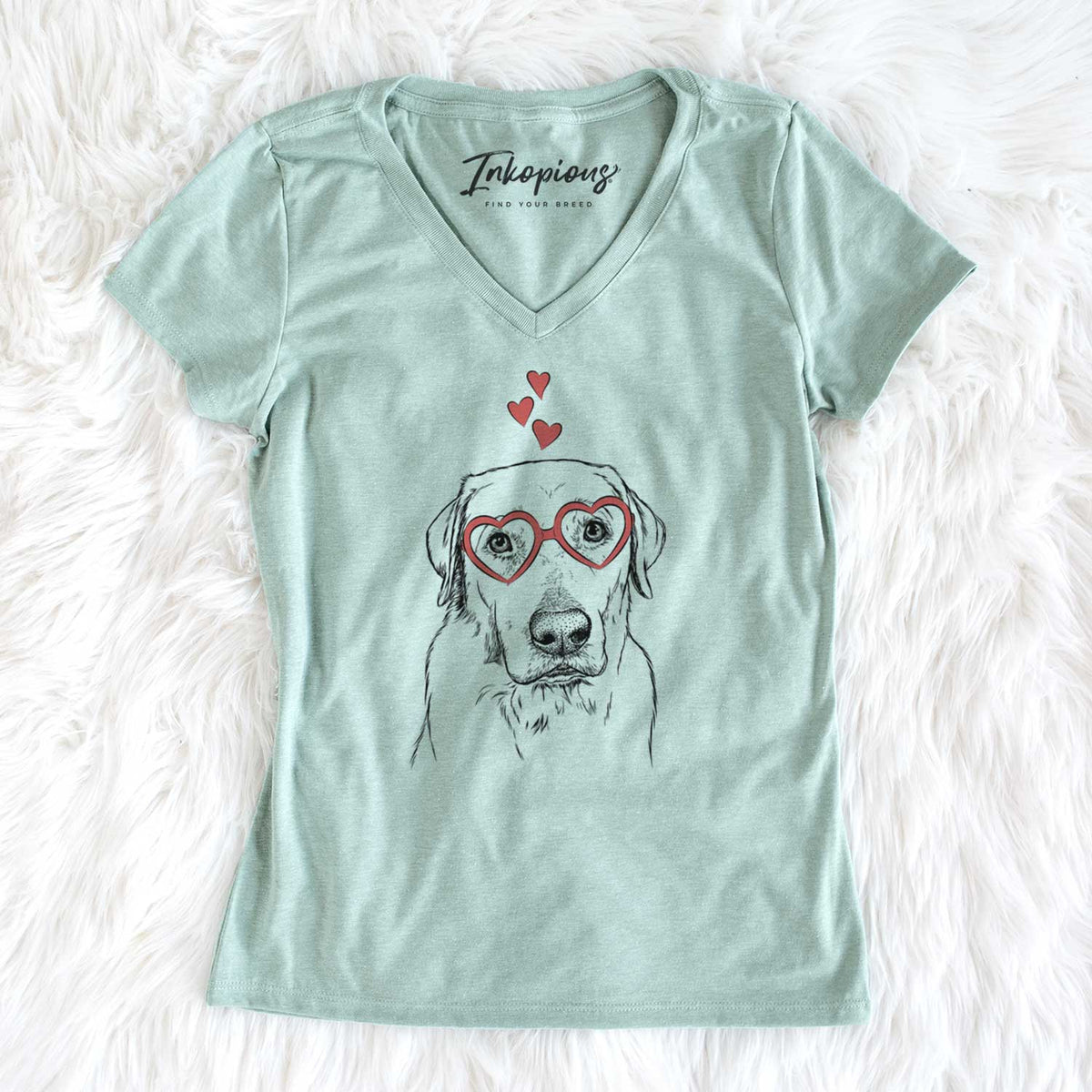 Valentine Duke the Yellow Lab - Women's V-neck Shirt