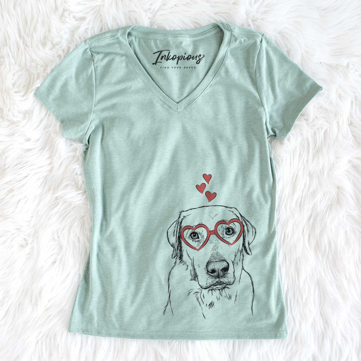 Valentine Duke the Yellow Lab - Women's V-neck Shirt
