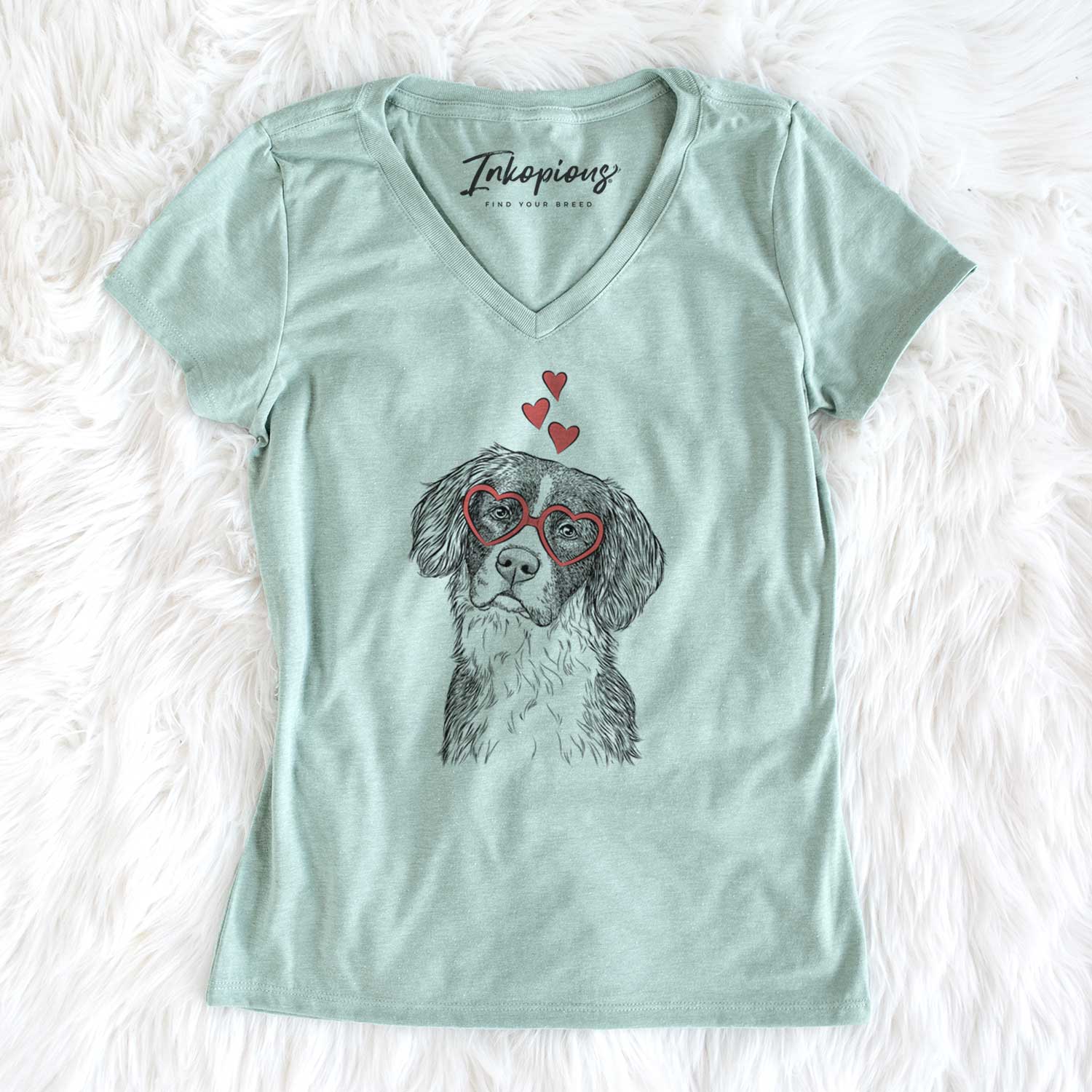 Valentine Dulce  the Drentsche Patrijshond - Women's V-neck Shirt