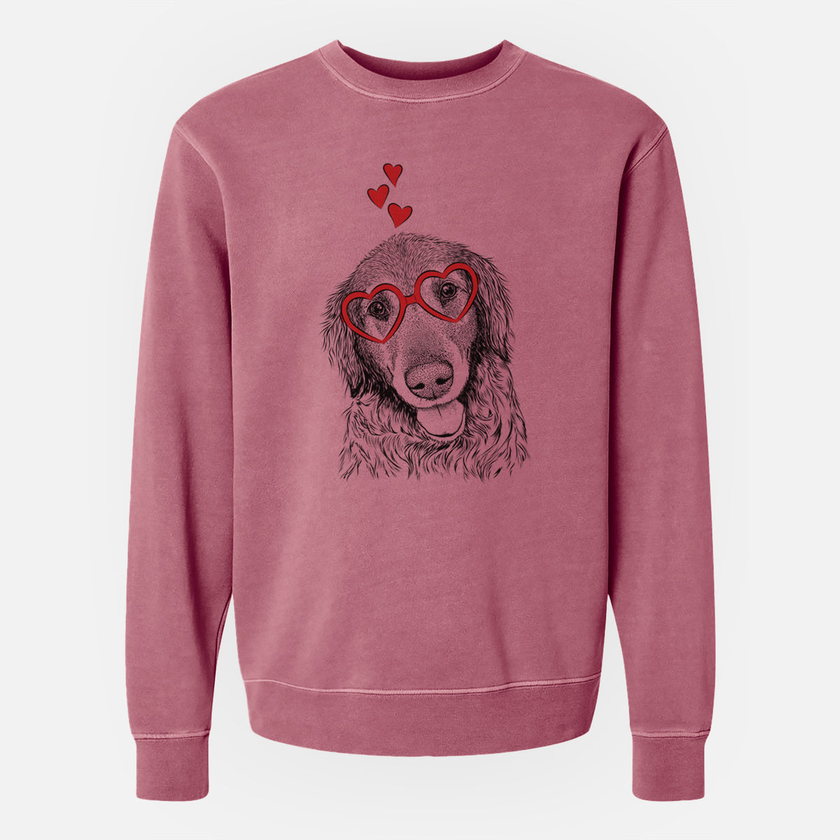 Valentine Duncan the Golden Retriever - Unisex Pigment Dyed Crew Sweatshirt