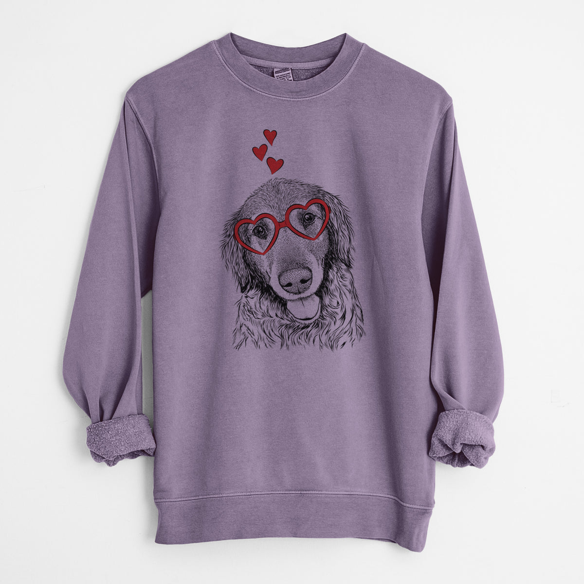 Valentine Duncan the Golden Retriever - Unisex Pigment Dyed Crew Sweatshirt