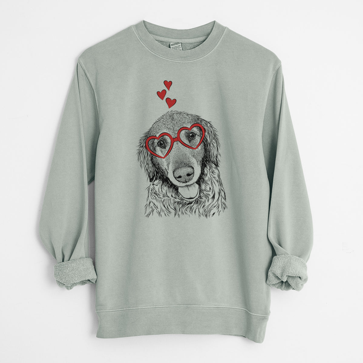 Valentine Duncan the Golden Retriever - Unisex Pigment Dyed Crew Sweatshirt