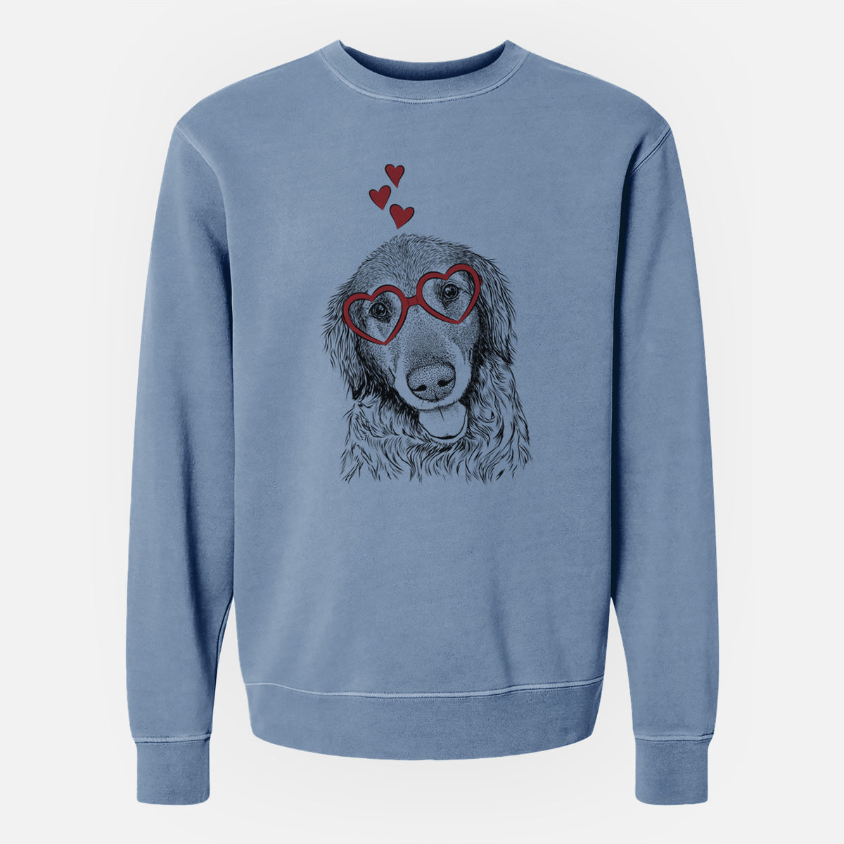 Valentine Duncan the Golden Retriever - Unisex Pigment Dyed Crew Sweatshirt