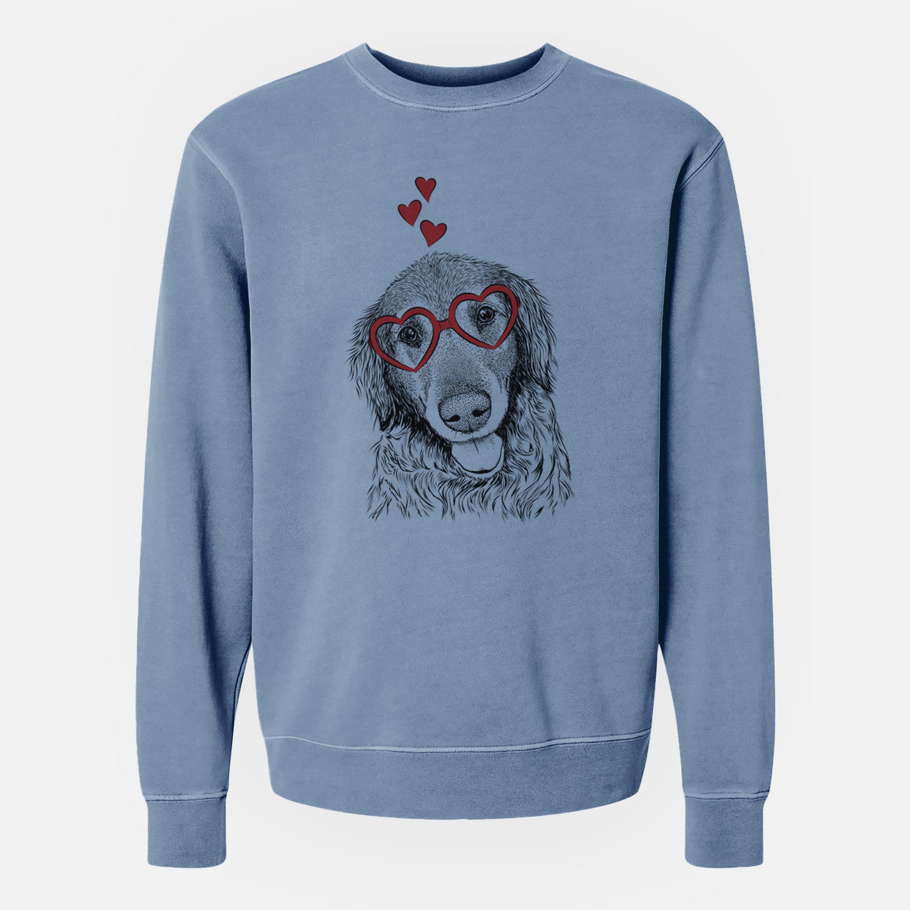 Valentine Duncan the Golden Retriever - Unisex Pigment Dyed Crew Sweatshirt