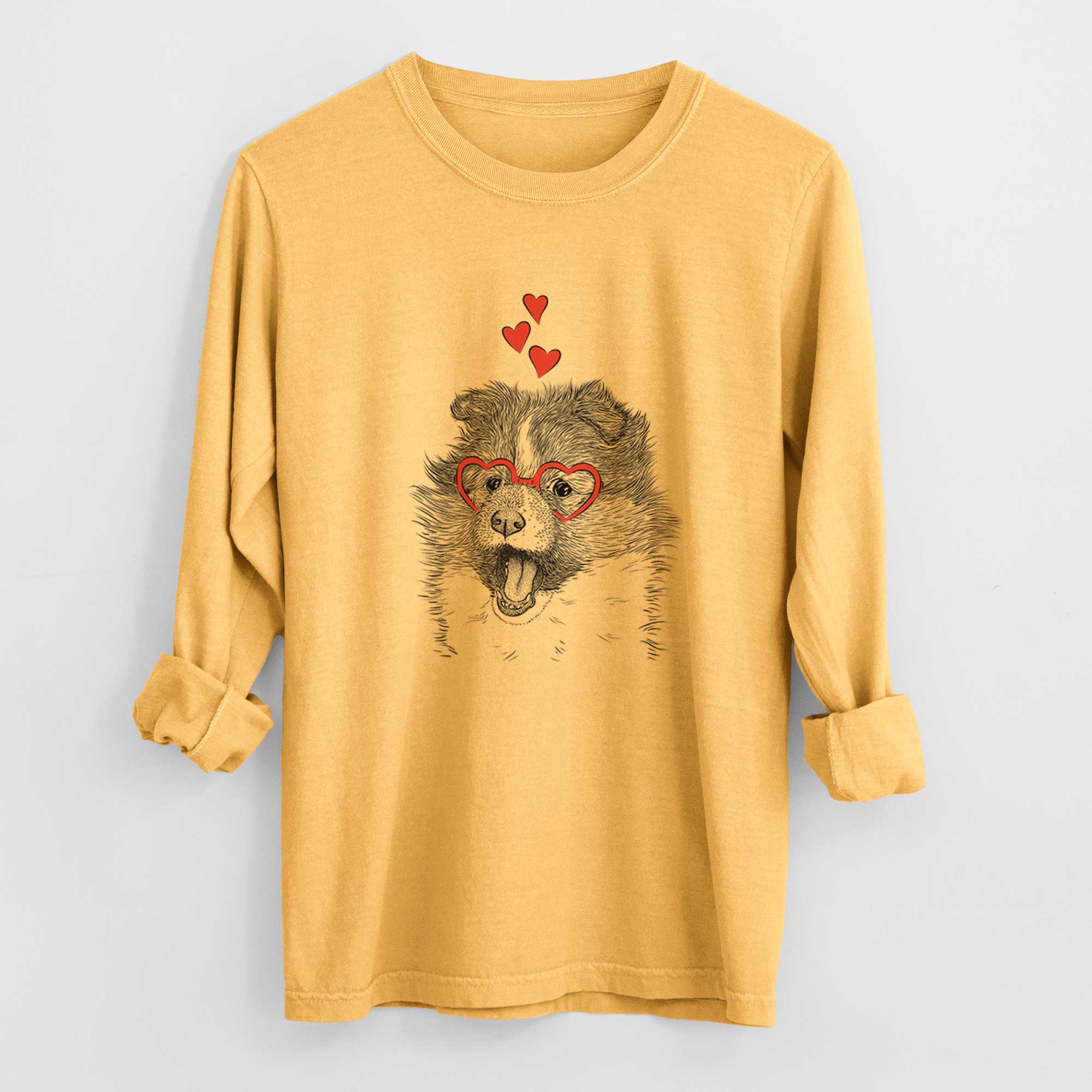 Valentine Dylan the Shetland Sheepdog - Heavyweight 100% Cotton Long Sleeve