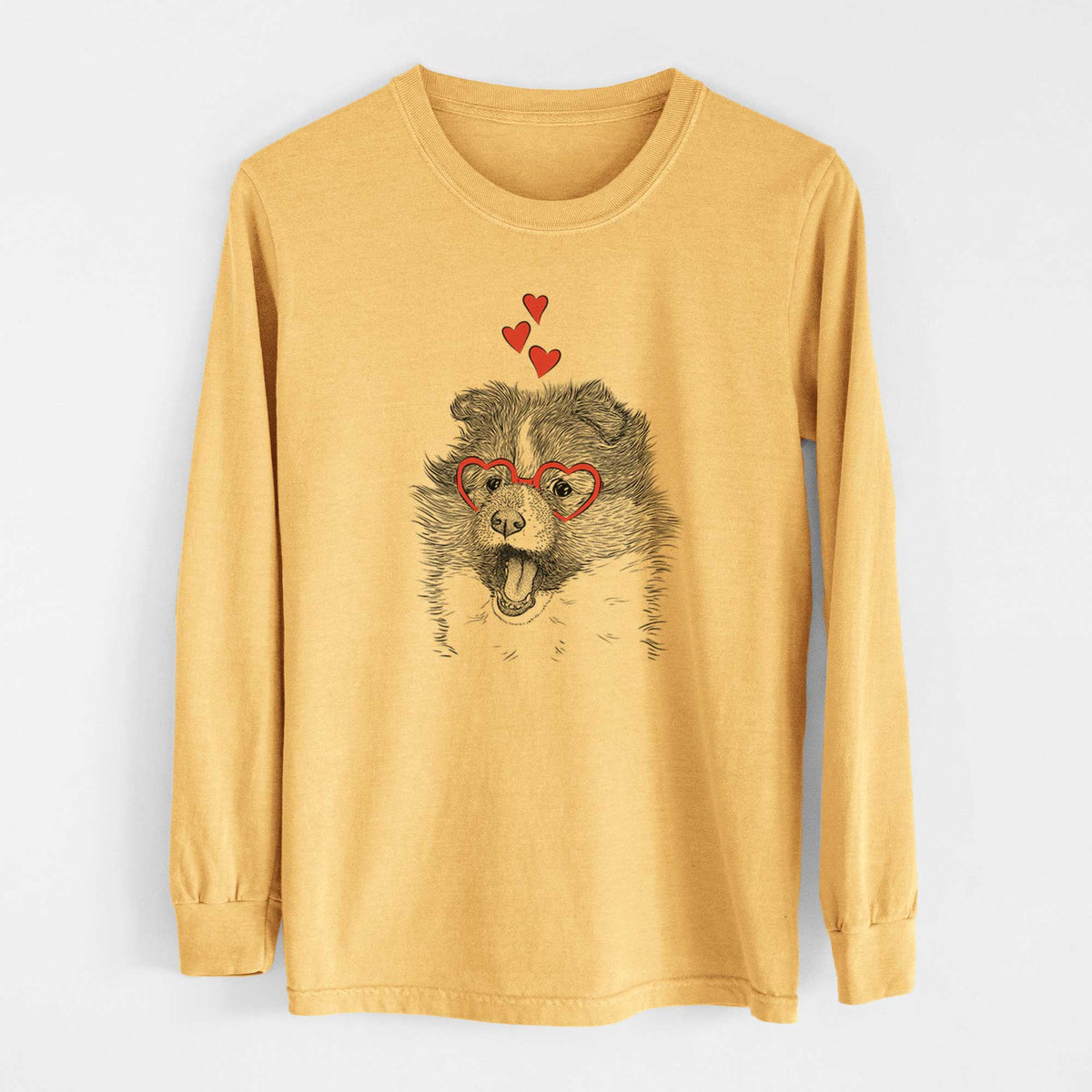 Valentine Dylan the Shetland Sheepdog - Heavyweight 100% Cotton Long Sleeve