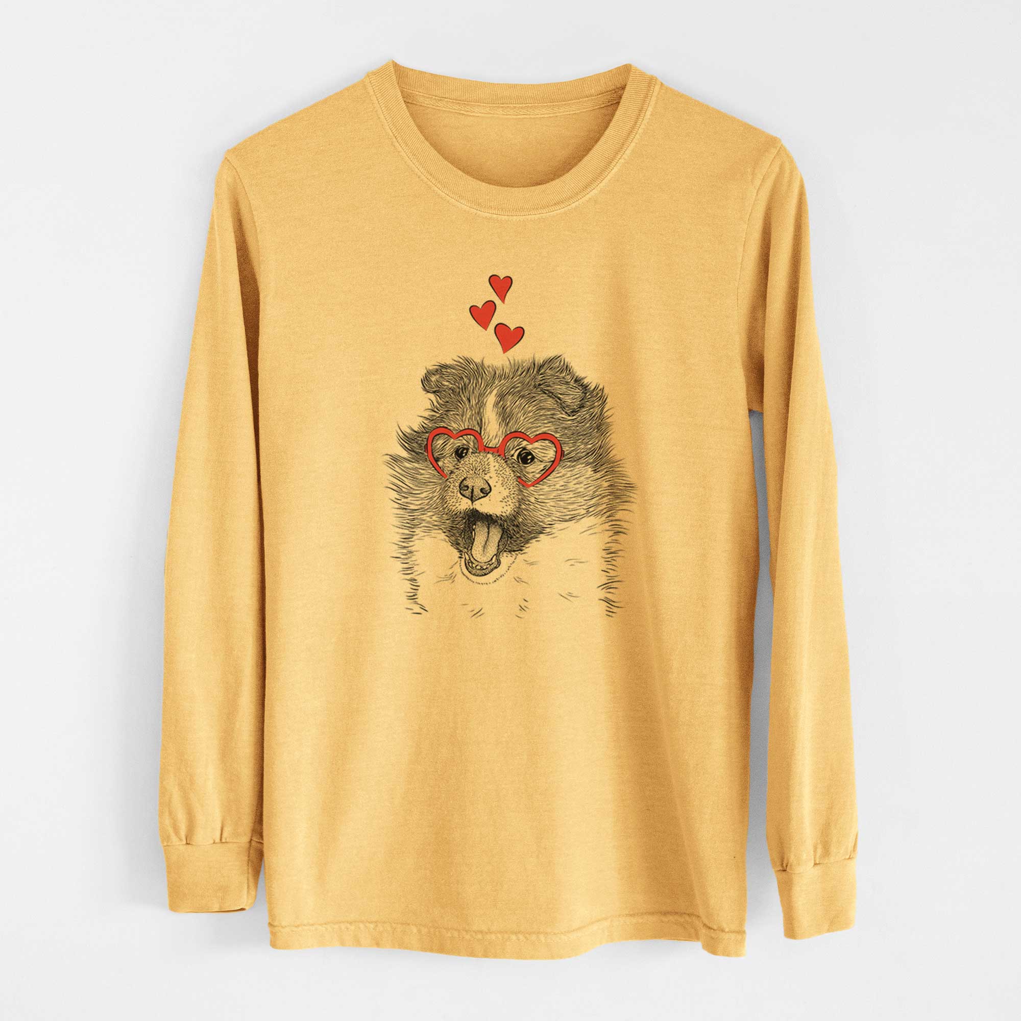 Valentine Dylan the Shetland Sheepdog - Heavyweight 100% Cotton Long Sleeve