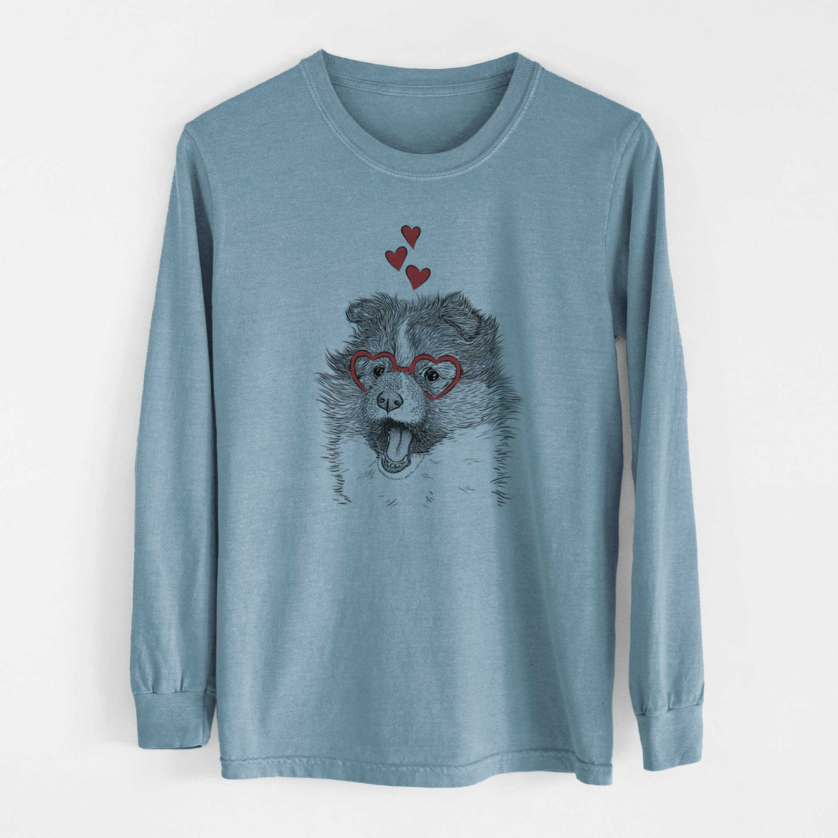 Valentine Dylan the Shetland Sheepdog - Heavyweight 100% Cotton Long Sleeve