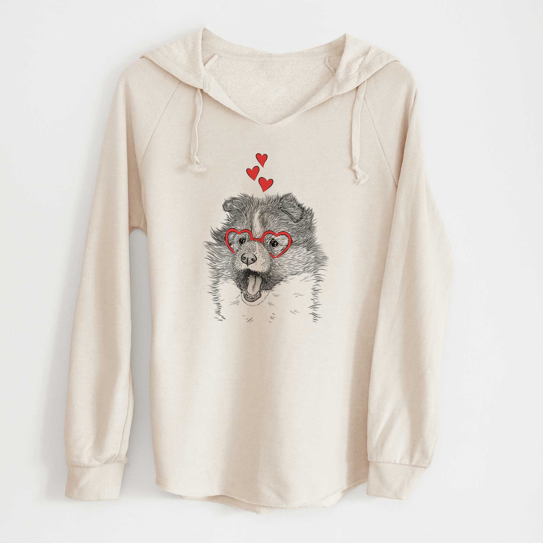 Valentine Dylan the Shetland Sheepdog - Cali Wave Hooded Sweatshirt