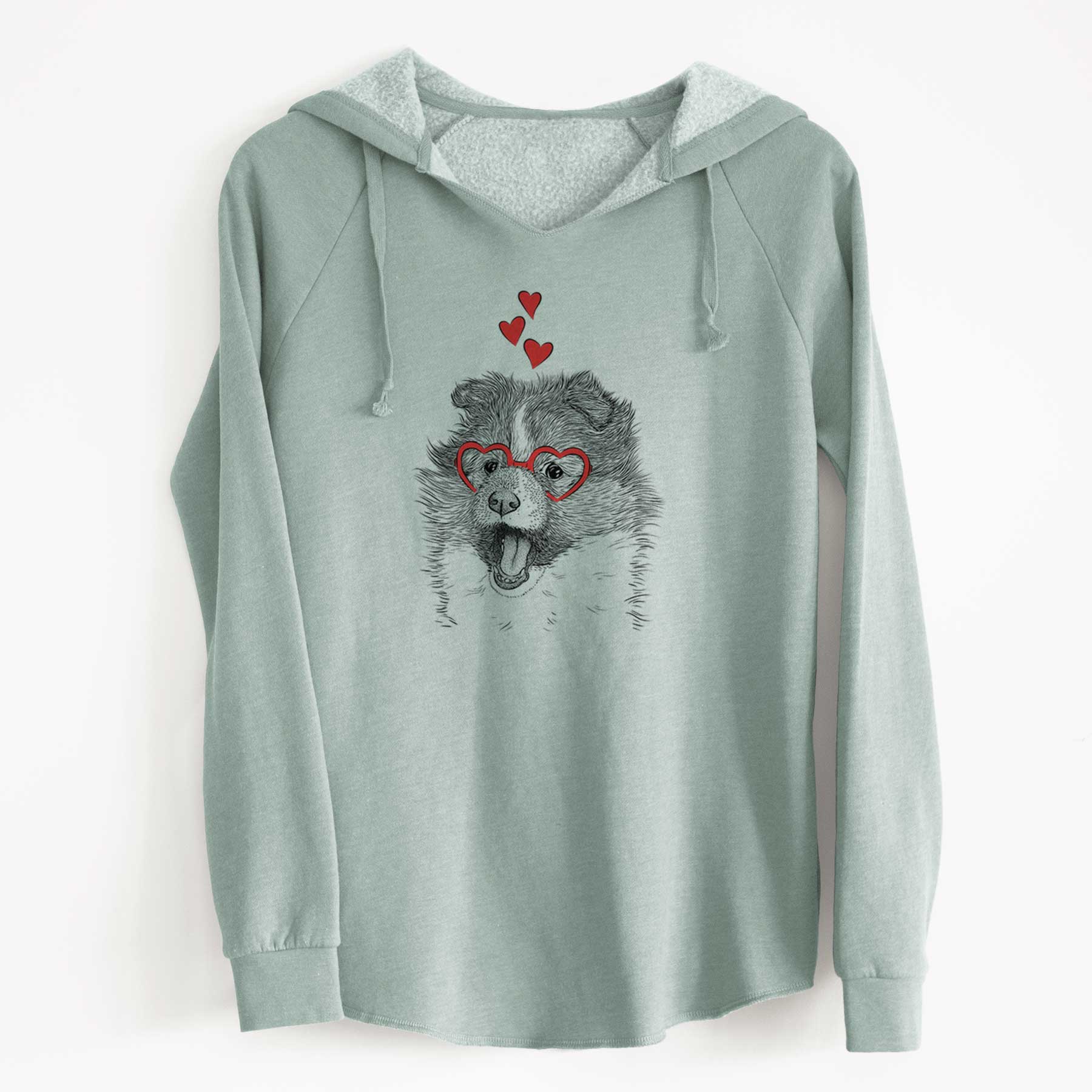 Valentine Dylan the Shetland Sheepdog - Cali Wave Hooded Sweatshirt