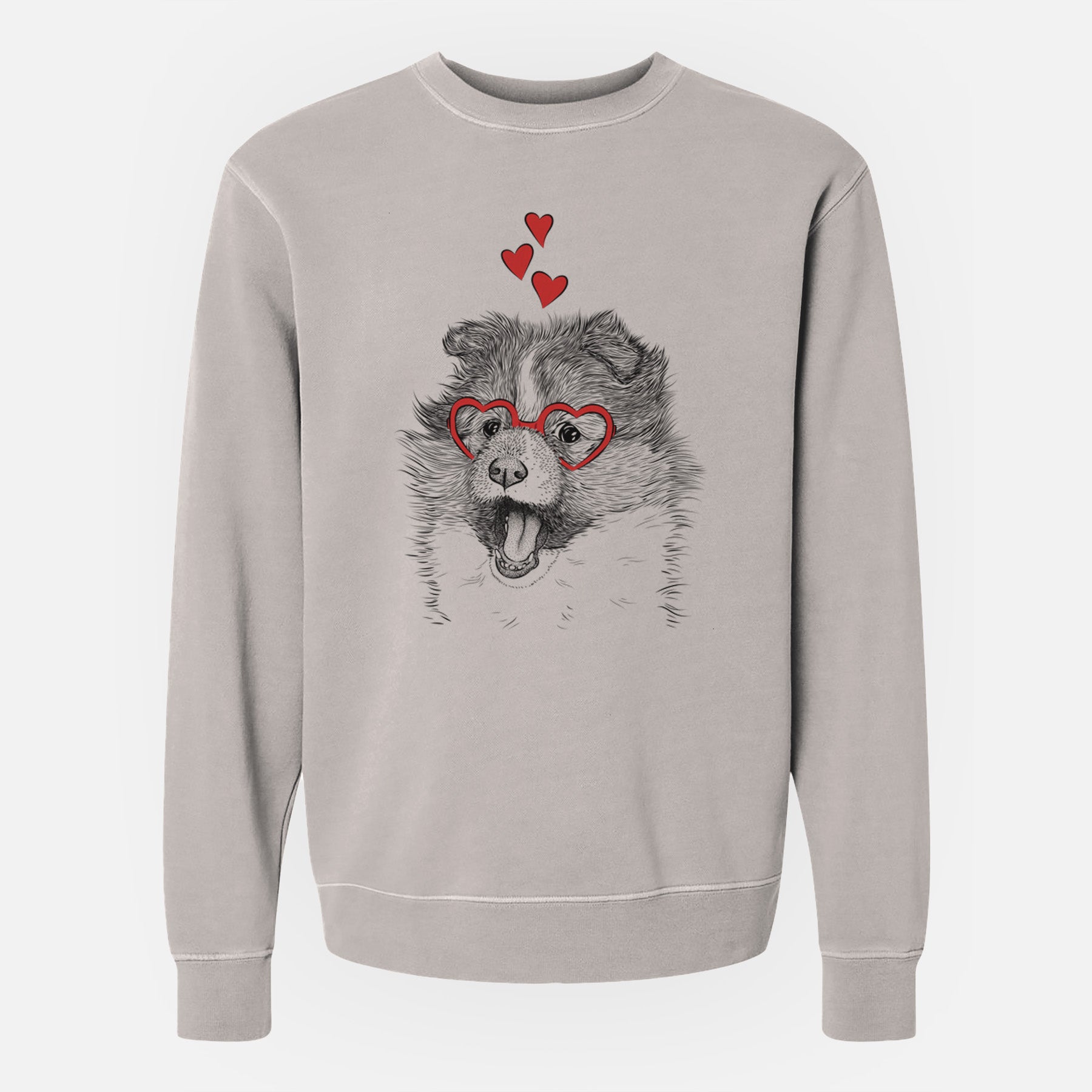 Valentine Dylan the Shetland Sheepdog - Unisex Pigment Dyed Crew Sweatshirt