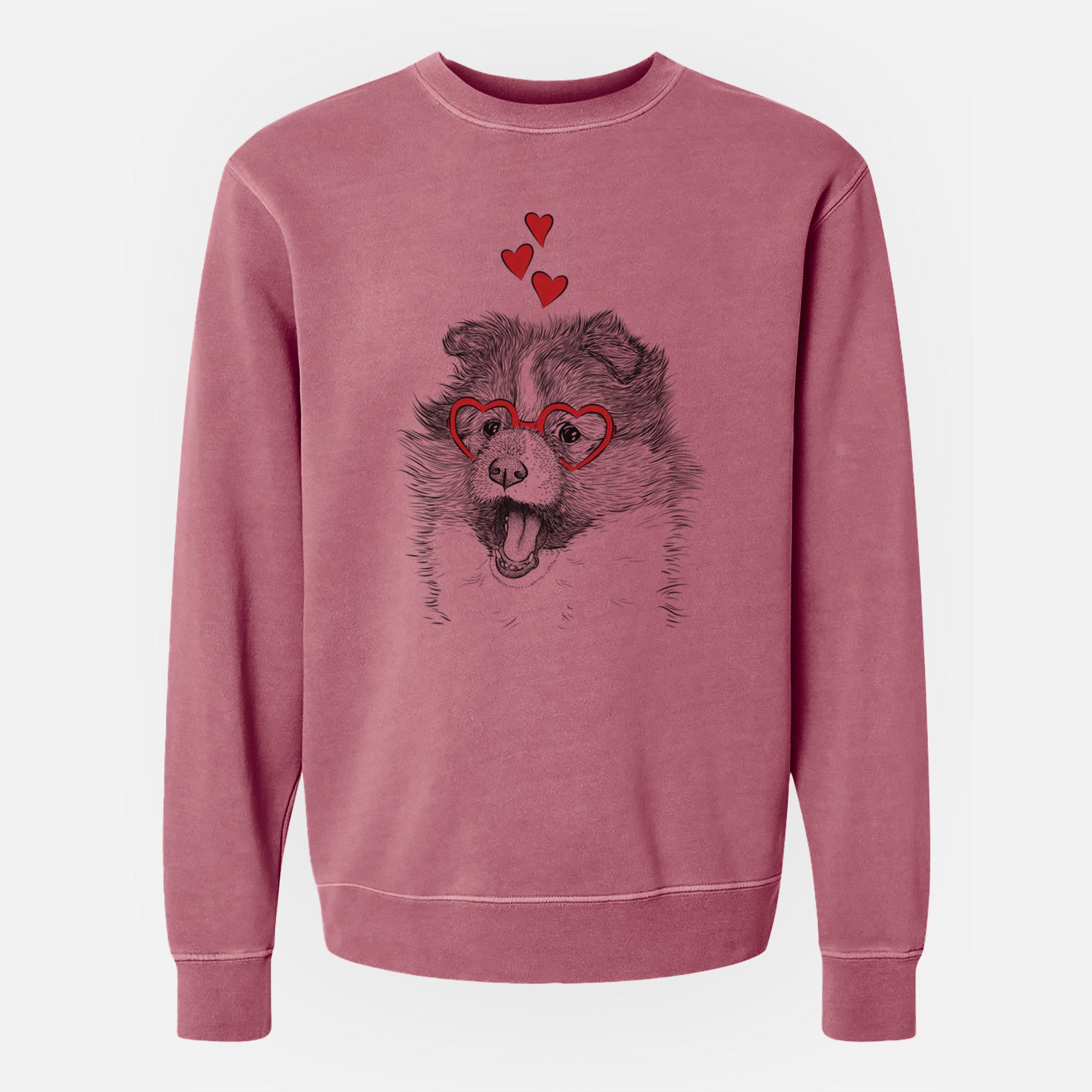 Valentine Dylan the Shetland Sheepdog - Unisex Pigment Dyed Crew Sweatshirt