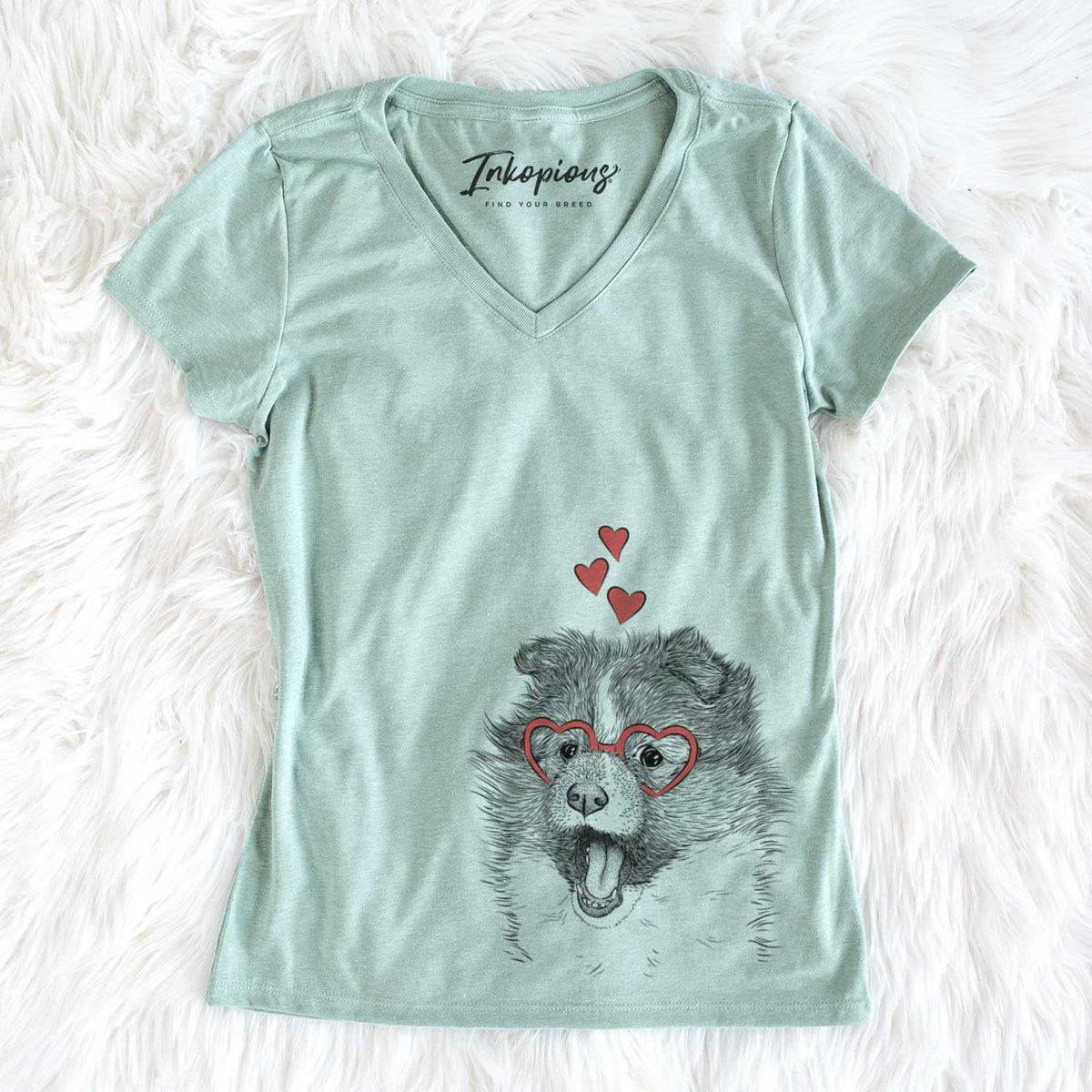 Valentine Dylan the Shetland Sheepdog - Women&#39;s V-neck Shirt