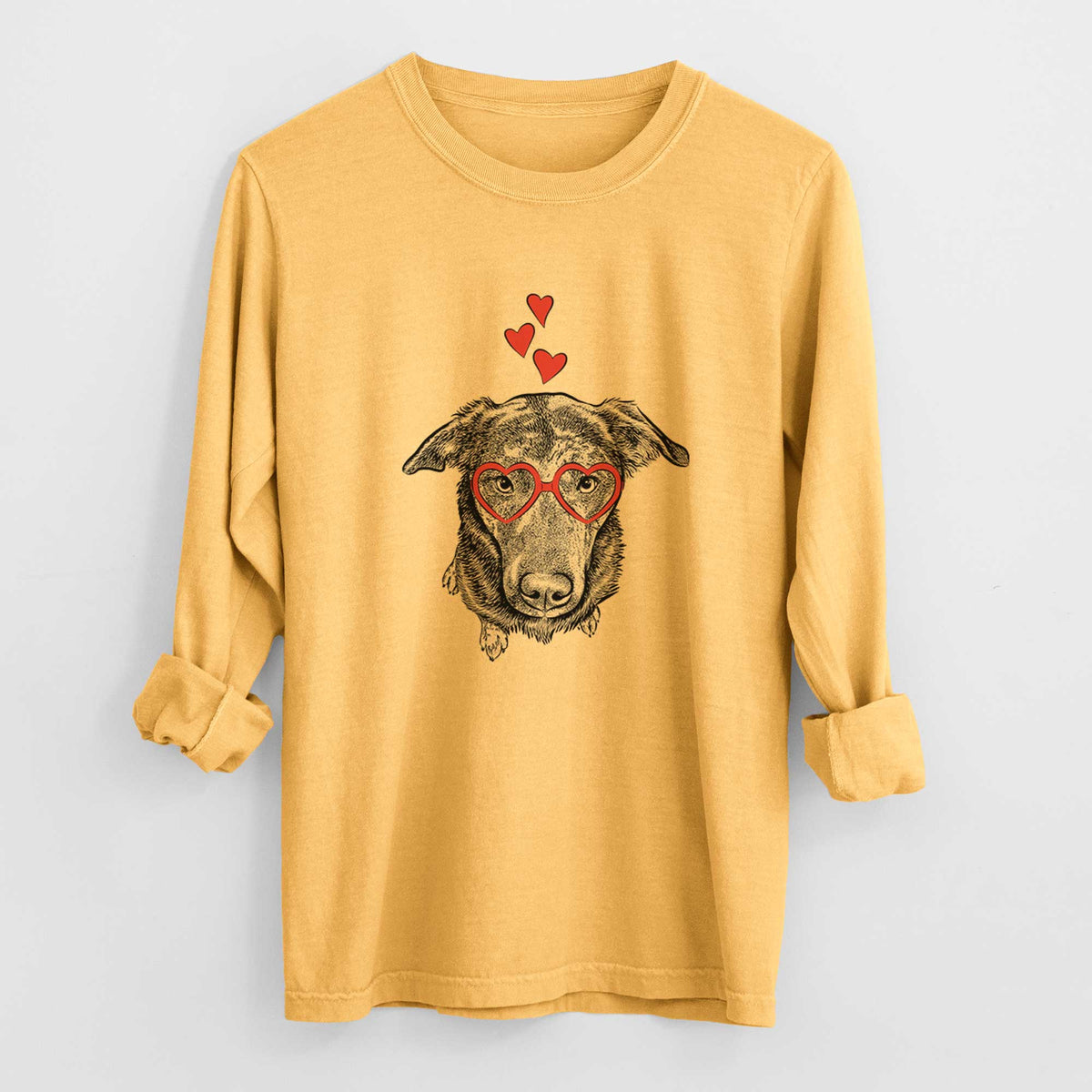 Valentine Echo the Pitbull Beagle Mix - Heavyweight 100% Cotton Long Sleeve