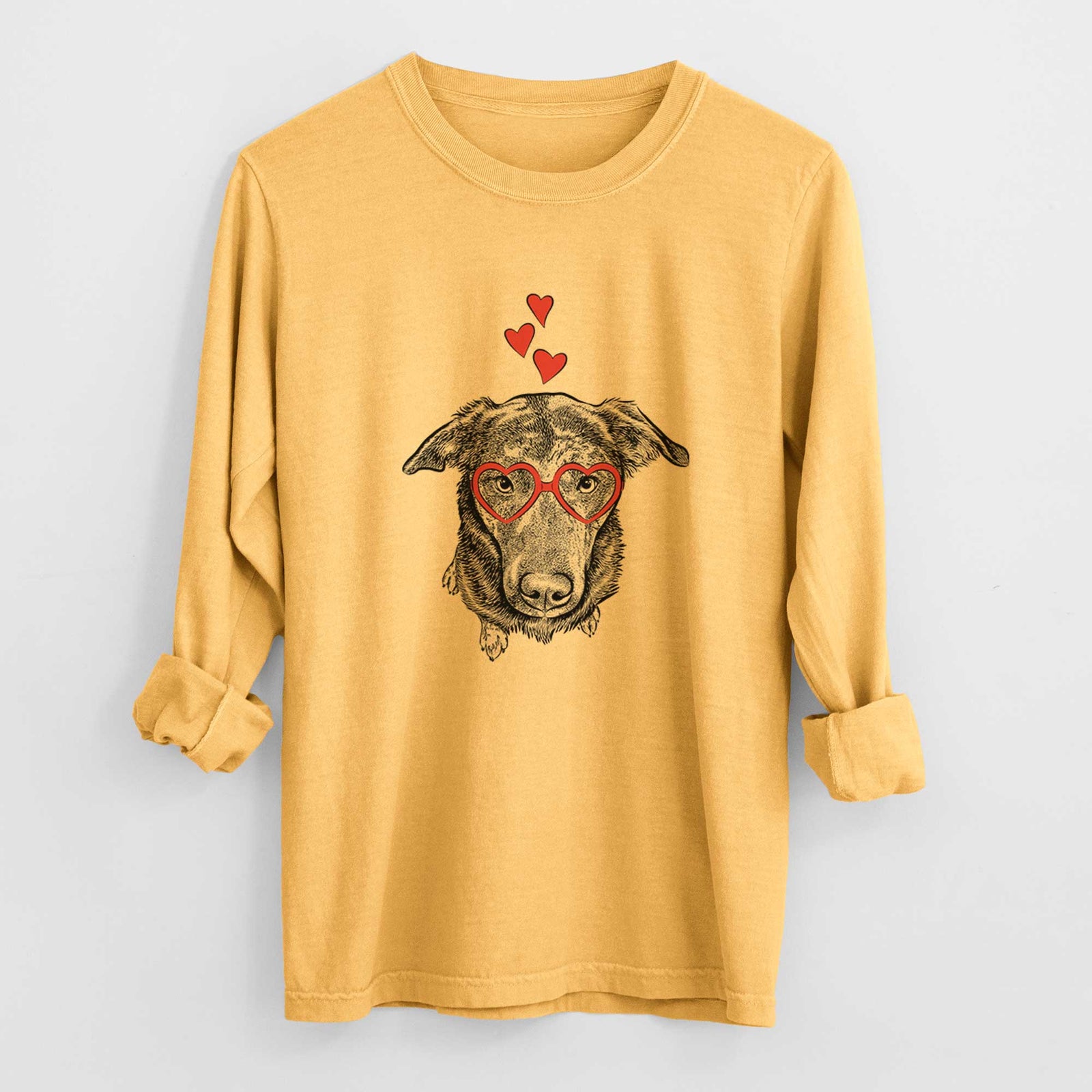 Valentine Echo the Pitbull Beagle Mix - Heavyweight 100% Cotton Long Sleeve