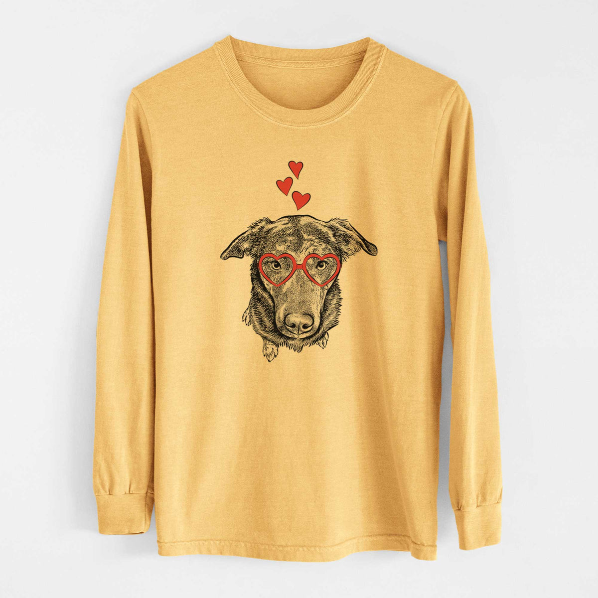 Valentine Echo the Pitbull Beagle Mix - Heavyweight 100% Cotton Long Sleeve