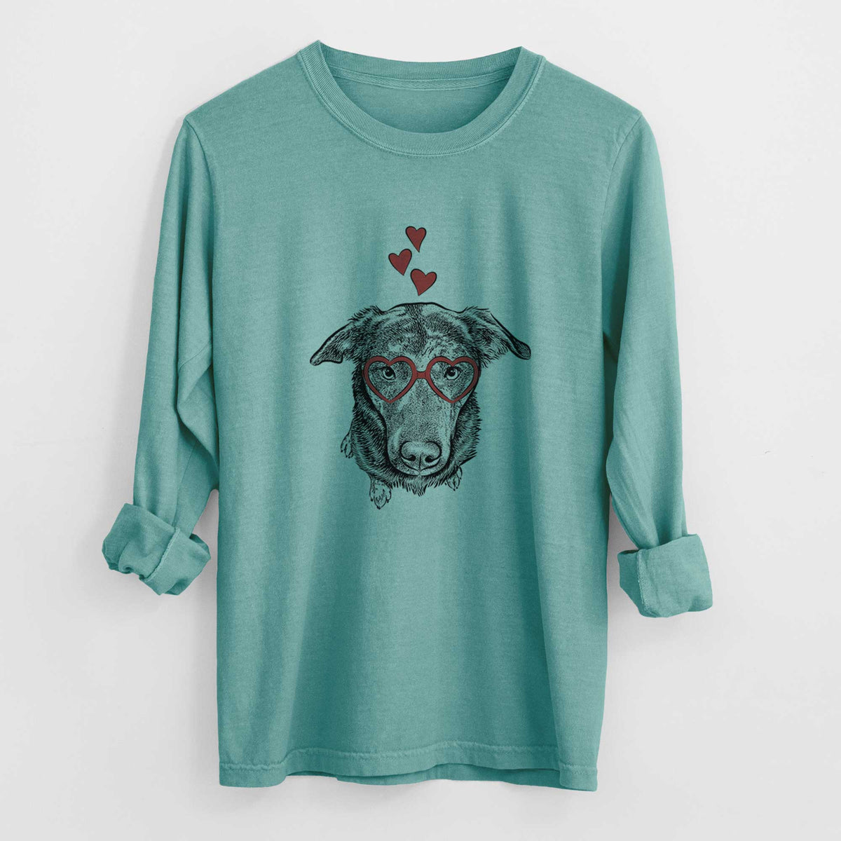 Valentine Echo the Pitbull Beagle Mix - Heavyweight 100% Cotton Long Sleeve
