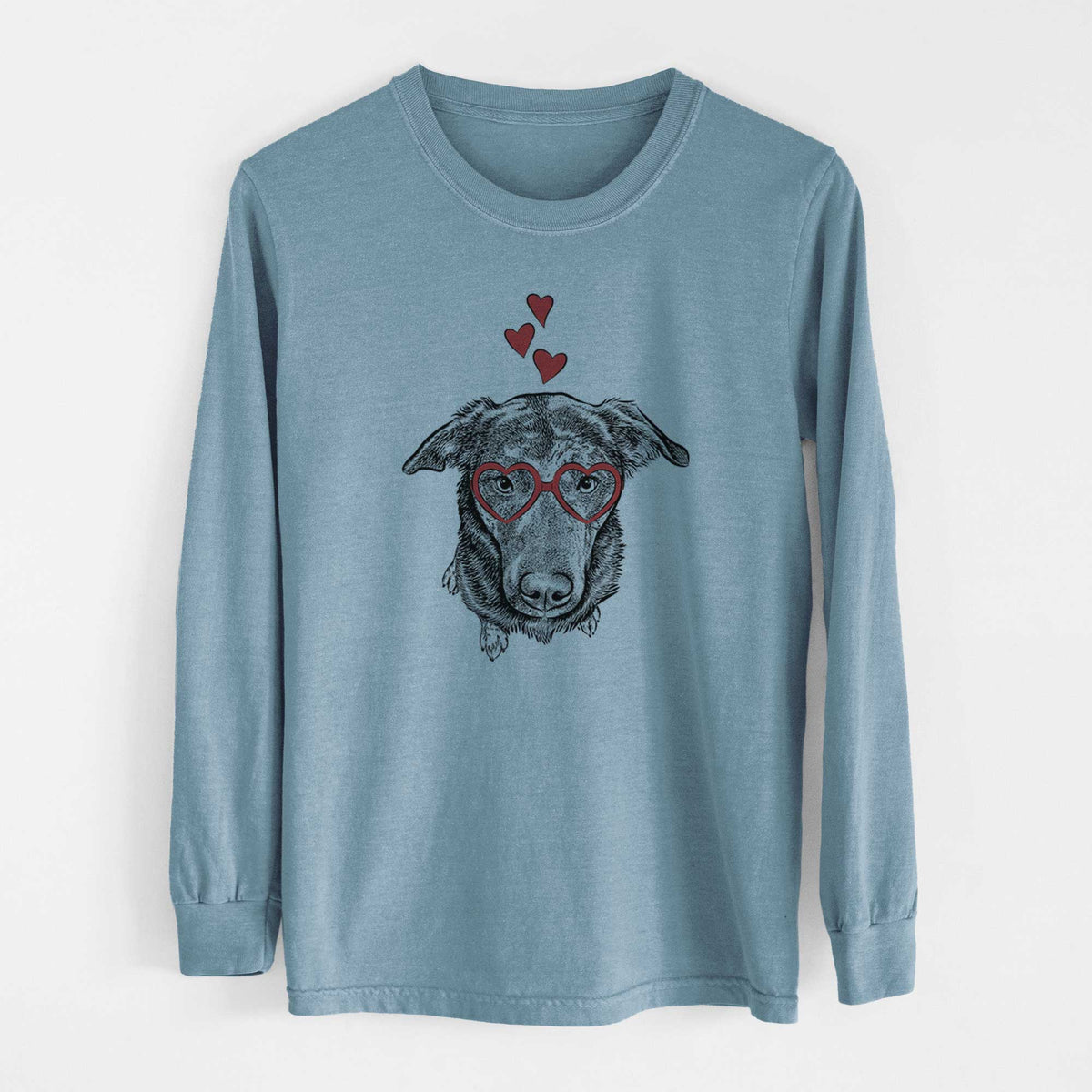 Valentine Echo the Pitbull Beagle Mix - Heavyweight 100% Cotton Long Sleeve