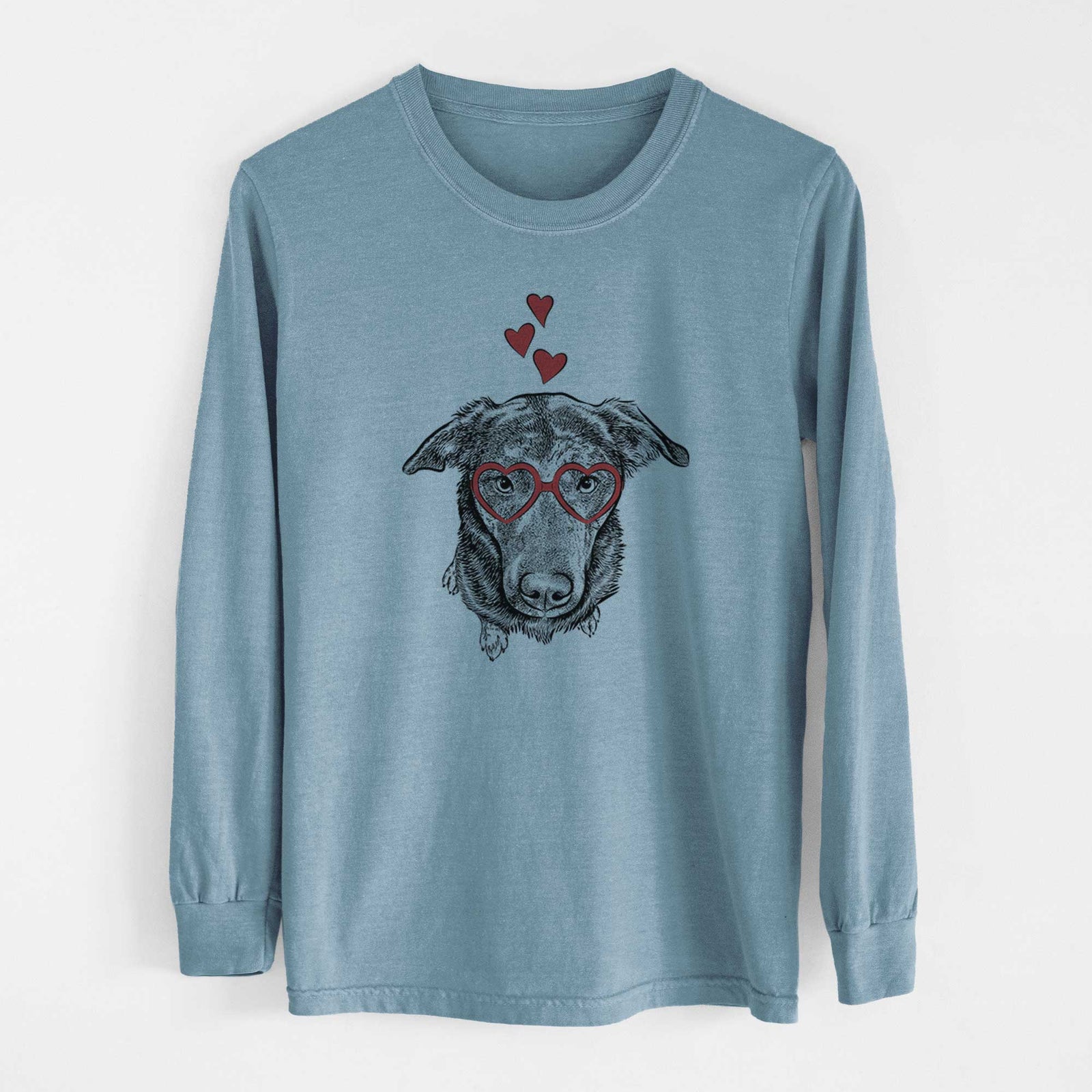 Valentine Echo the Pitbull Beagle Mix - Heavyweight 100% Cotton Long Sleeve