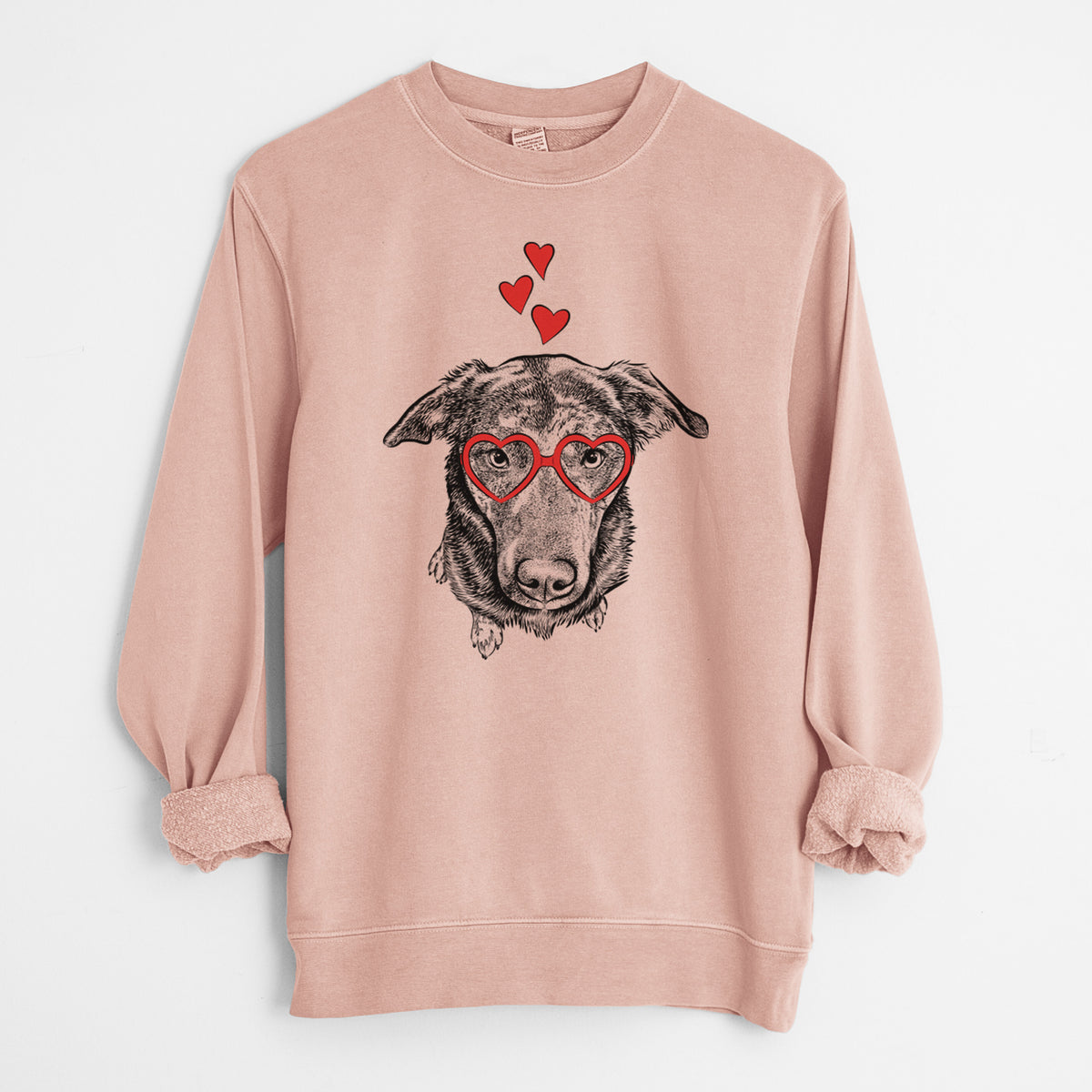 Valentine Echo the Pitbull Beagle Mix - Unisex Pigment Dyed Crew Sweatshirt