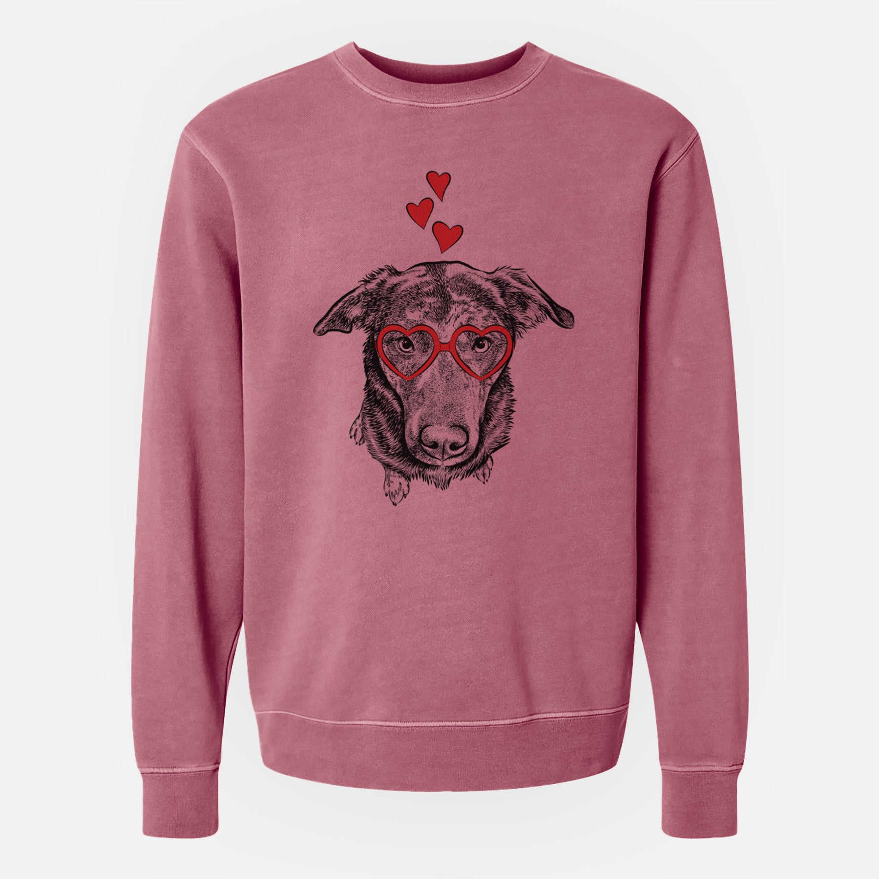 Valentine Echo the Pitbull Beagle Mix - Unisex Pigment Dyed Crew Sweatshirt