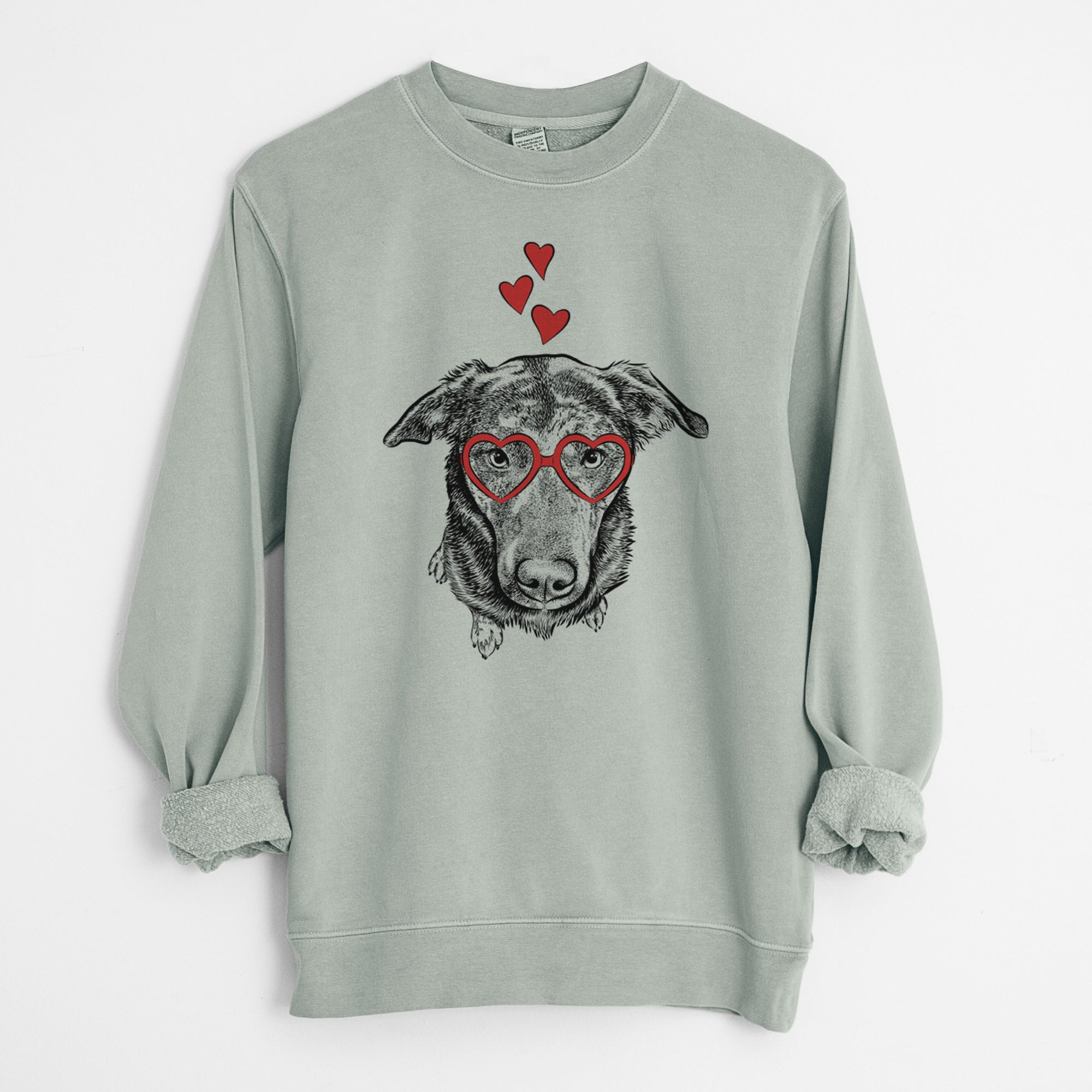 Valentine Echo the Pitbull Beagle Mix - Unisex Pigment Dyed Crew Sweatshirt