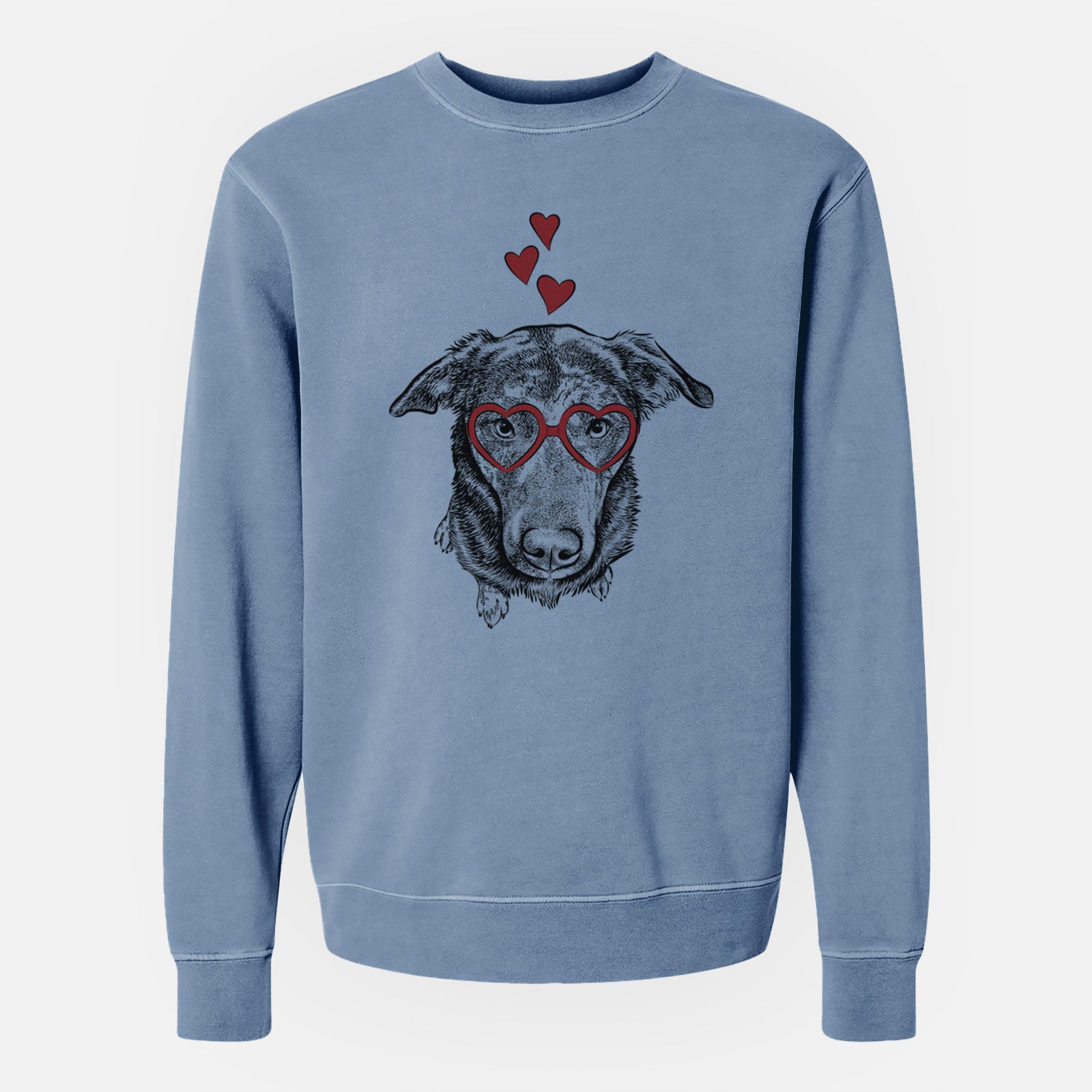 Valentine Echo the Pitbull Beagle Mix - Unisex Pigment Dyed Crew Sweatshirt