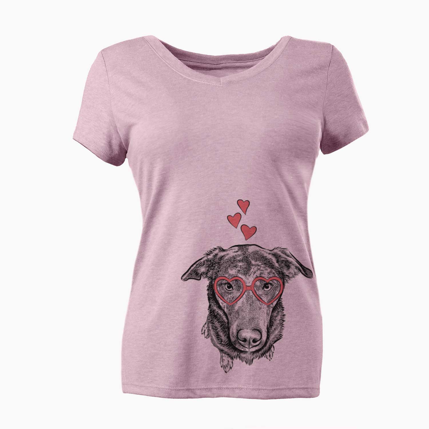 Valentine Echo the Pitbull Beagle Mix - Women's V-neck Shirt