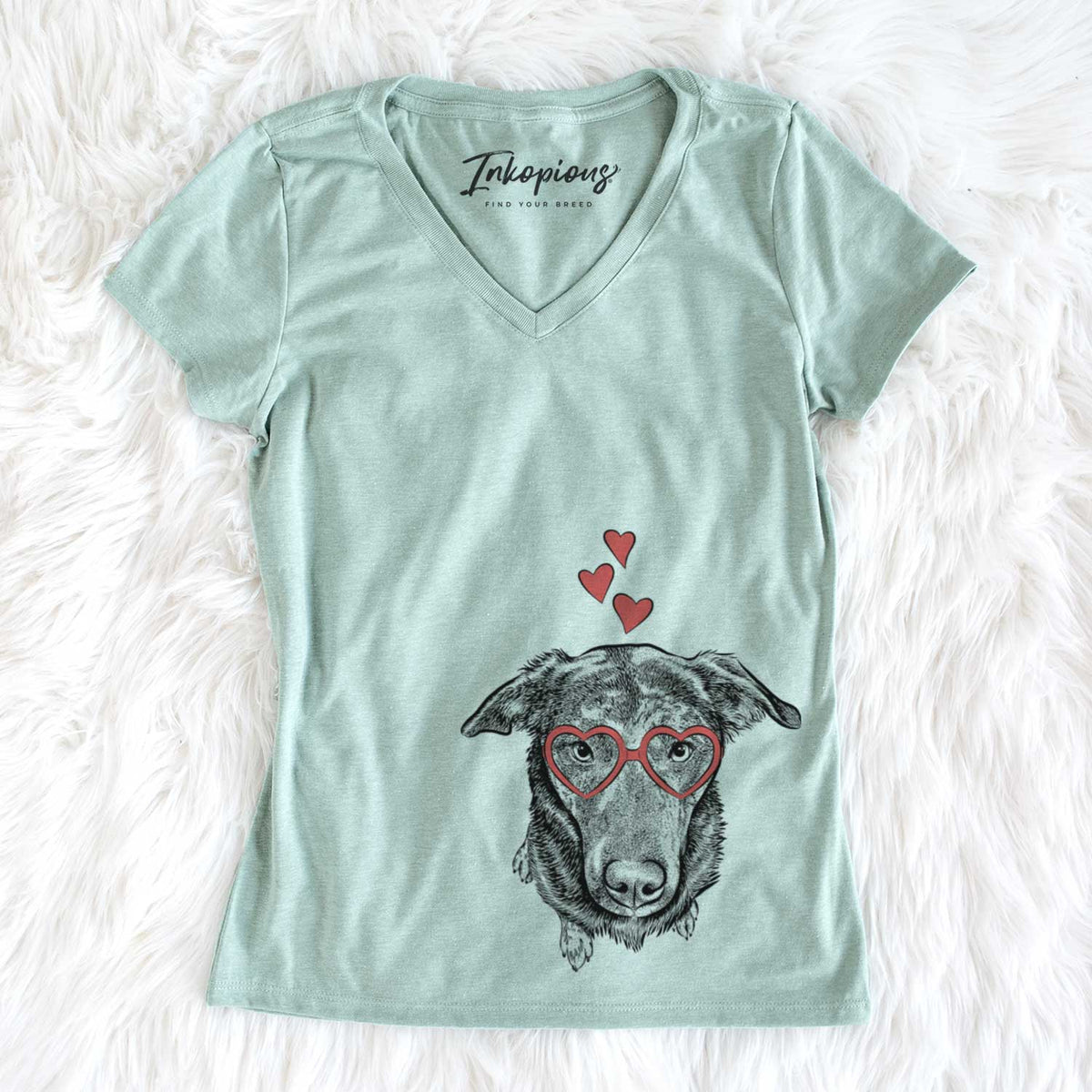 Valentine Echo the Pitbull Beagle Mix - Women&#39;s V-neck Shirt