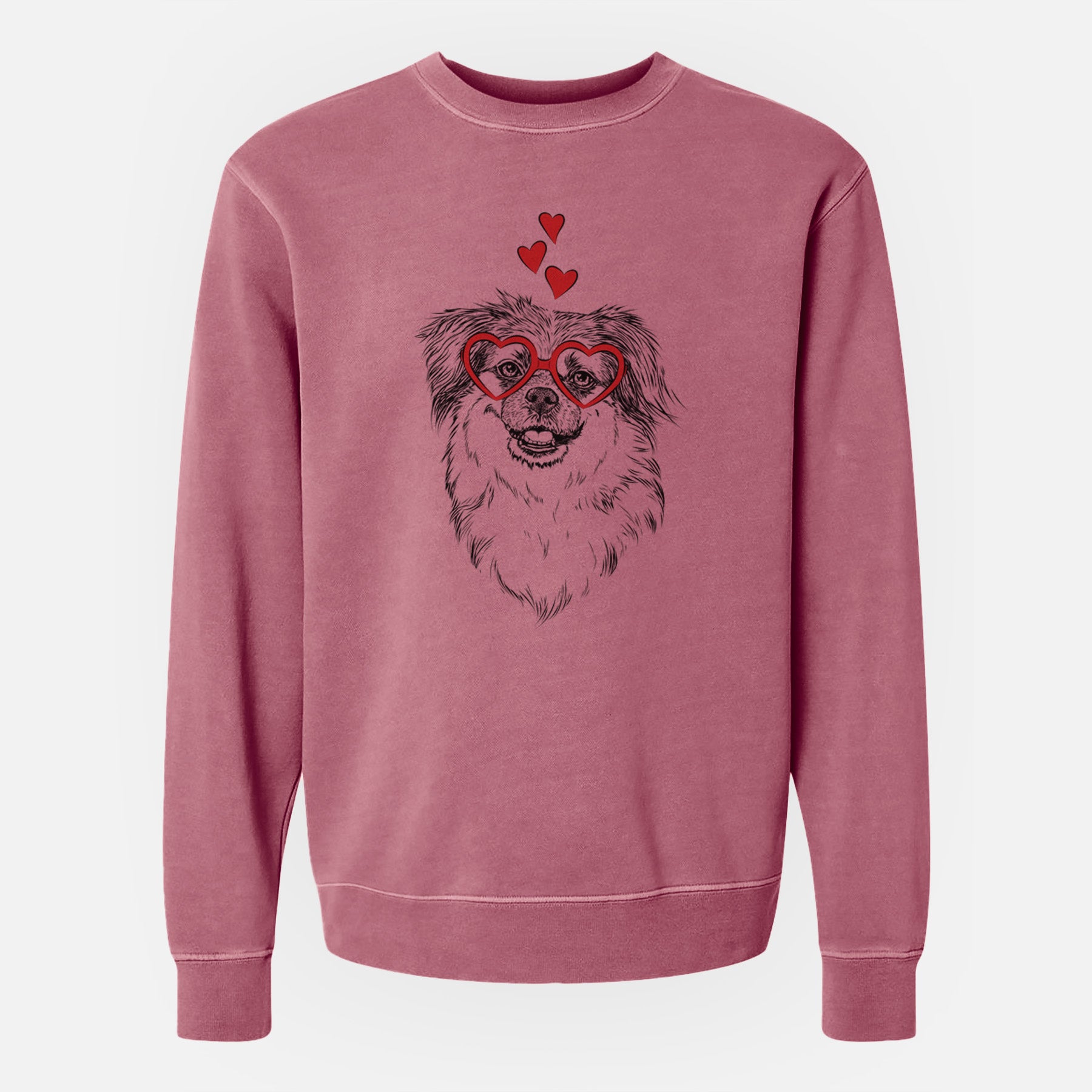 Valentine Ed the Tibetan Spaniel - Unisex Pigment Dyed Crew Sweatshirt