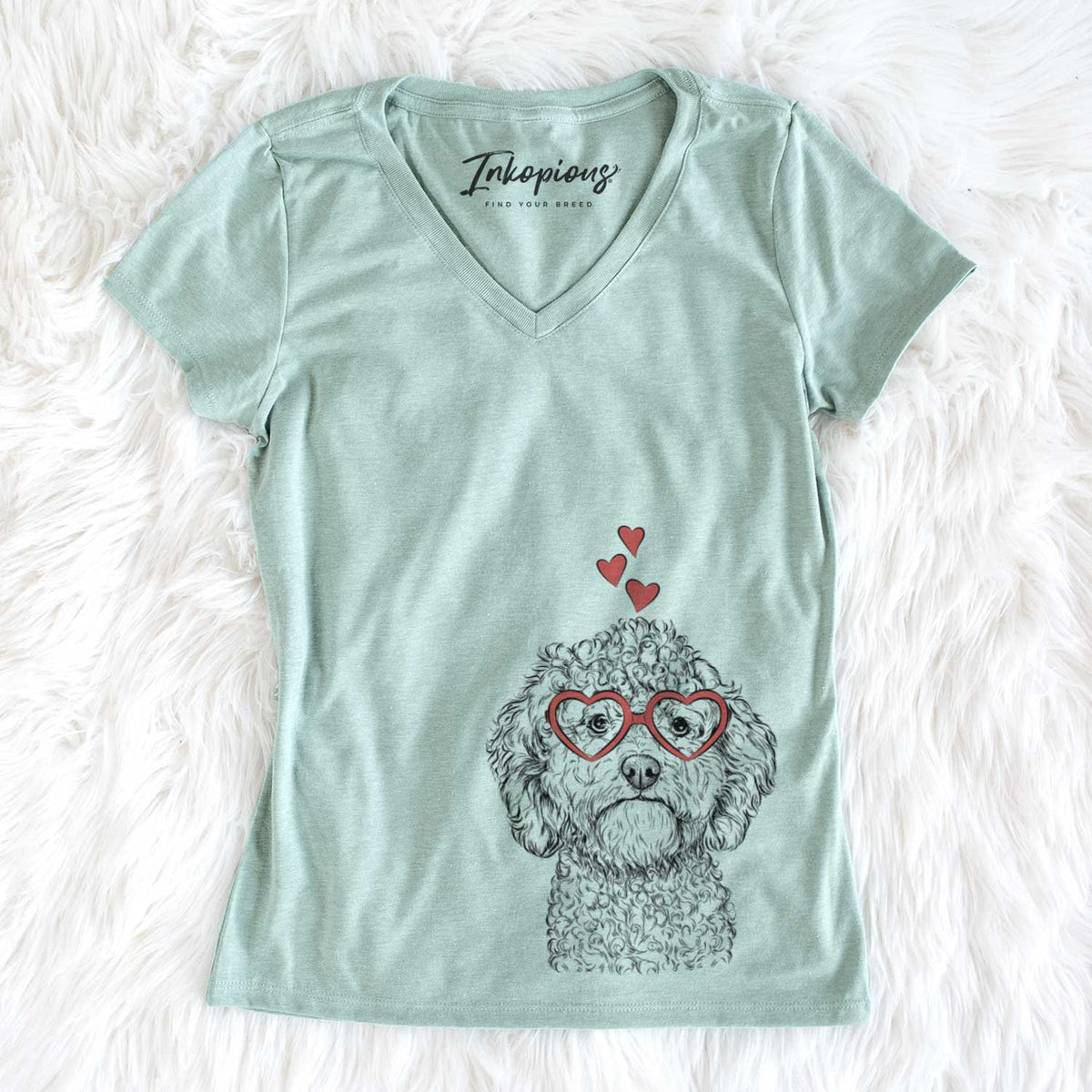 Valentine Edgar the Shihpoo - Women's V-neck Shirt