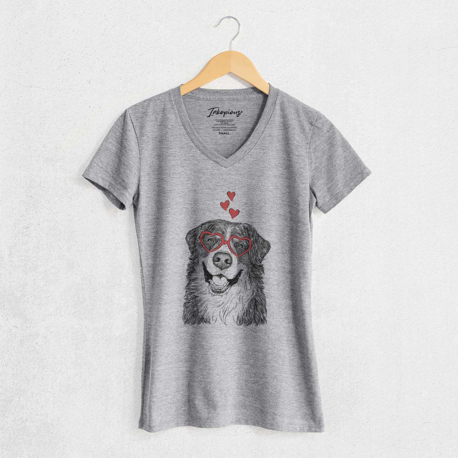 Valentine Eiger the Bernese Mountain Dog - Women's V-neck Shirt