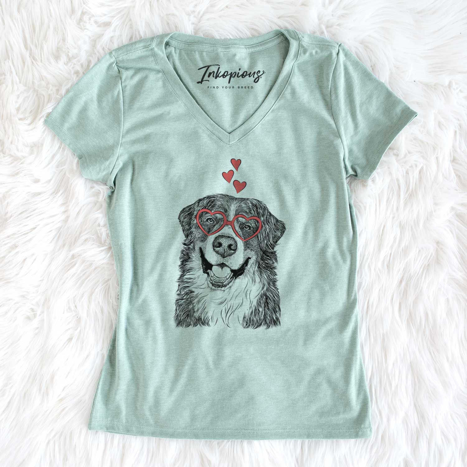 Valentine Eiger the Bernese Mountain Dog - Women's V-neck Shirt