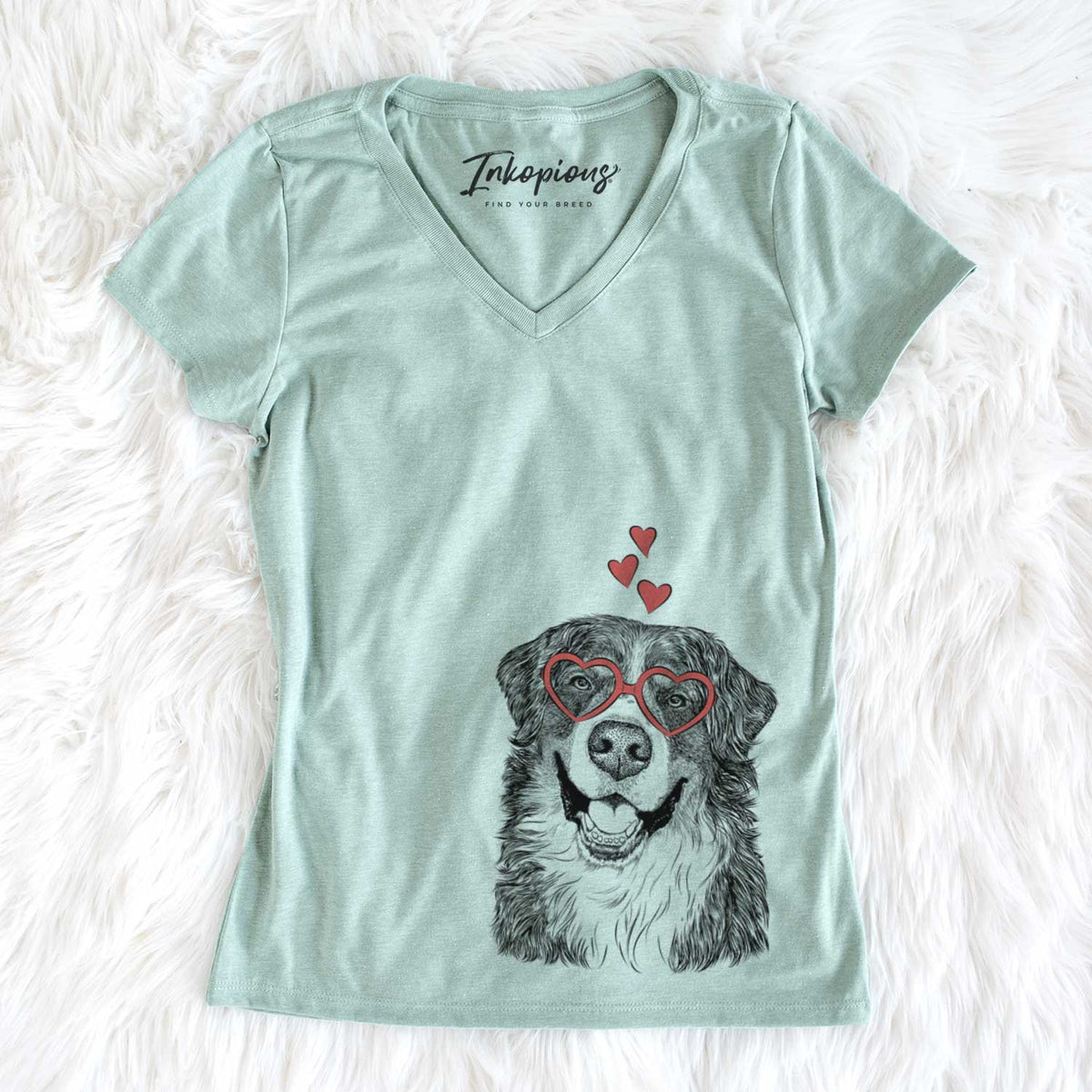 Valentine Eiger the Bernese Mountain Dog - Women&#39;s V-neck Shirt