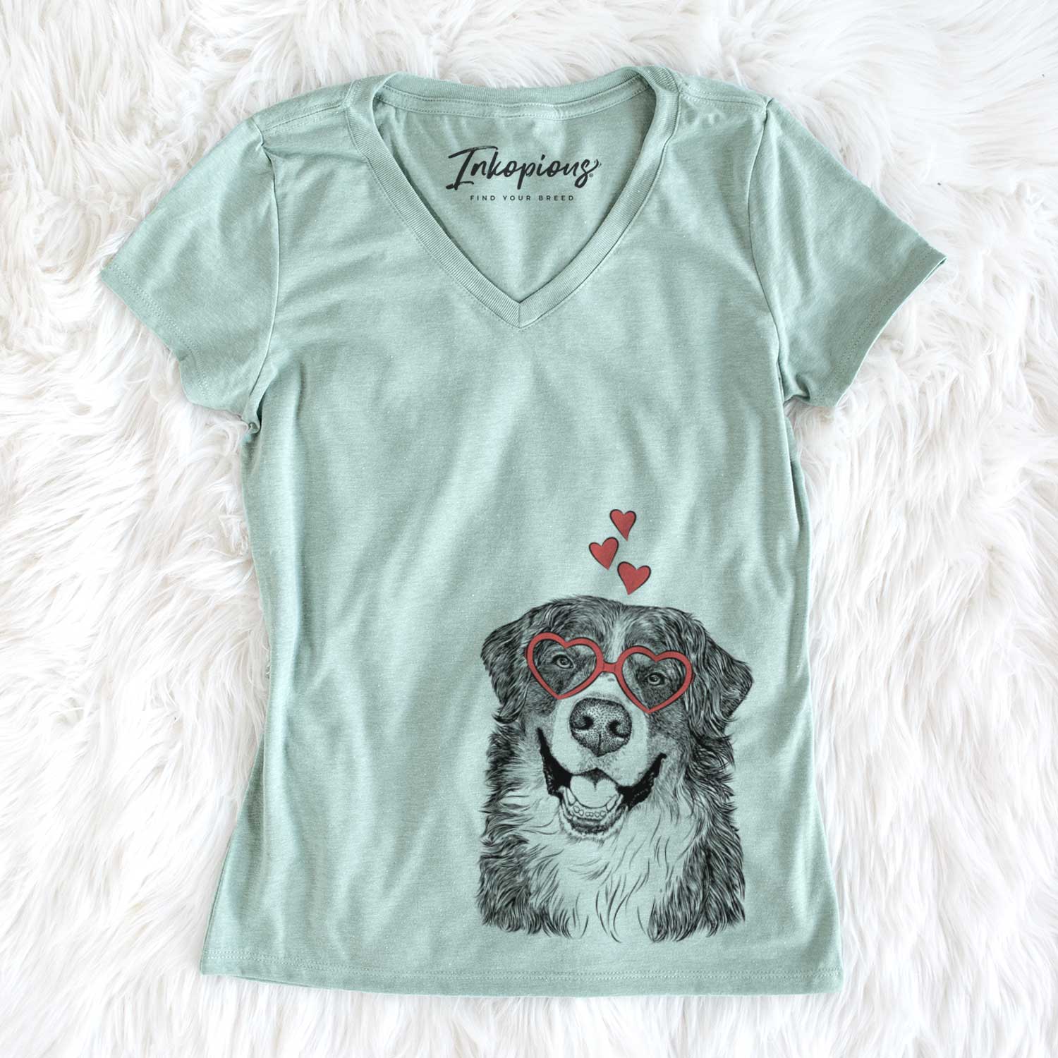 Valentine Eiger the Bernese Mountain Dog - Women's V-neck Shirt