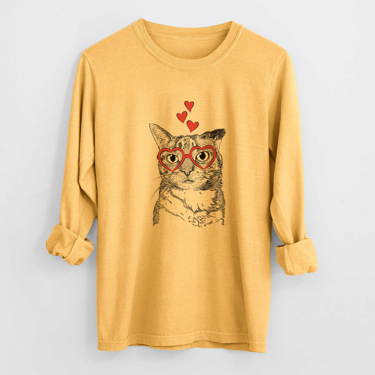 Valentine Eleanor the Domestic Shorthair Cat - Heavyweight 100% Cotton Long Sleeve