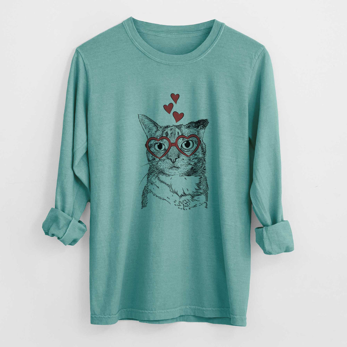 Valentine Eleanor the Domestic Shorthair Cat - Heavyweight 100% Cotton Long Sleeve