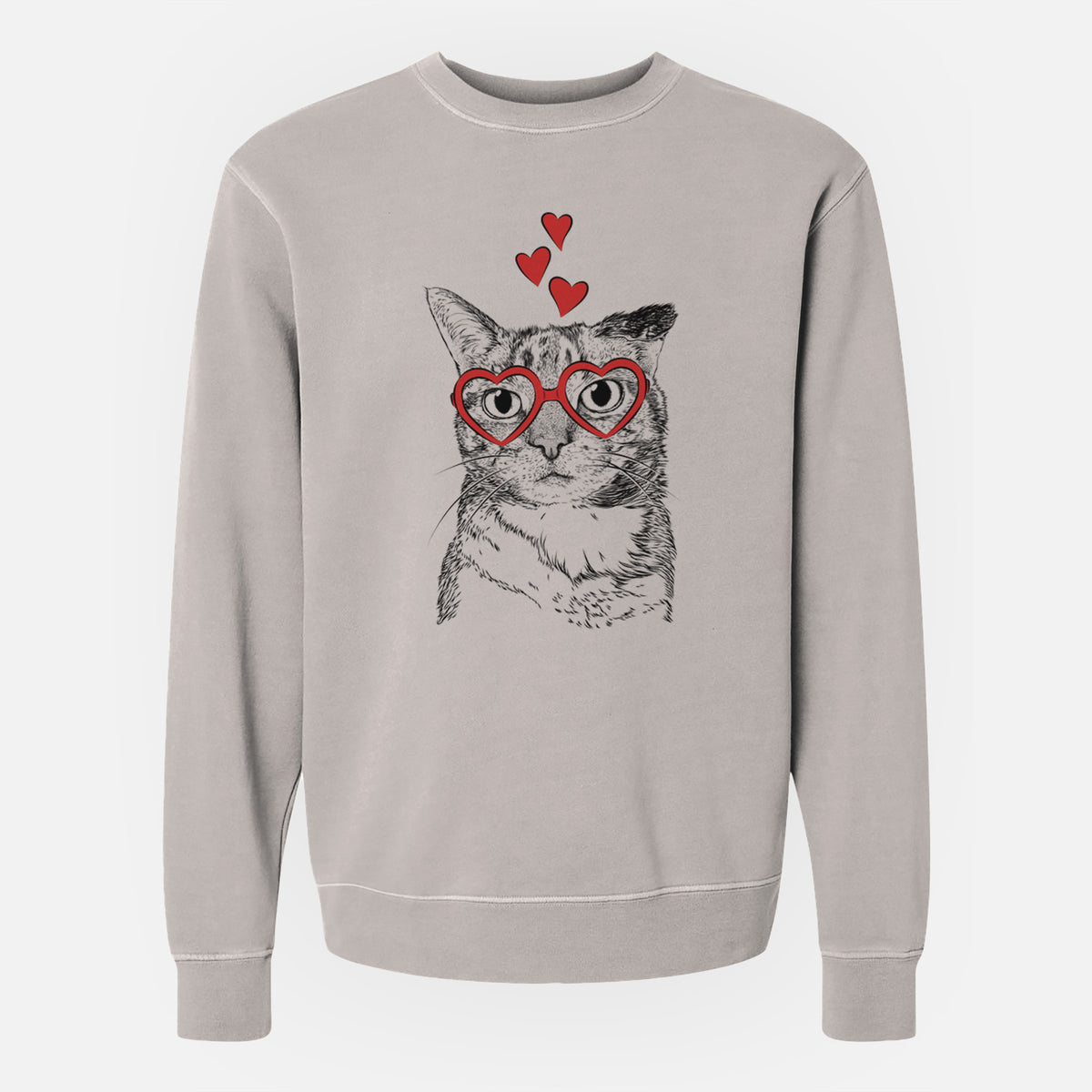 Valentine Eleanor the Domestic Shorthair Cat - Unisex Pigment Dyed Crew Sweatshirt