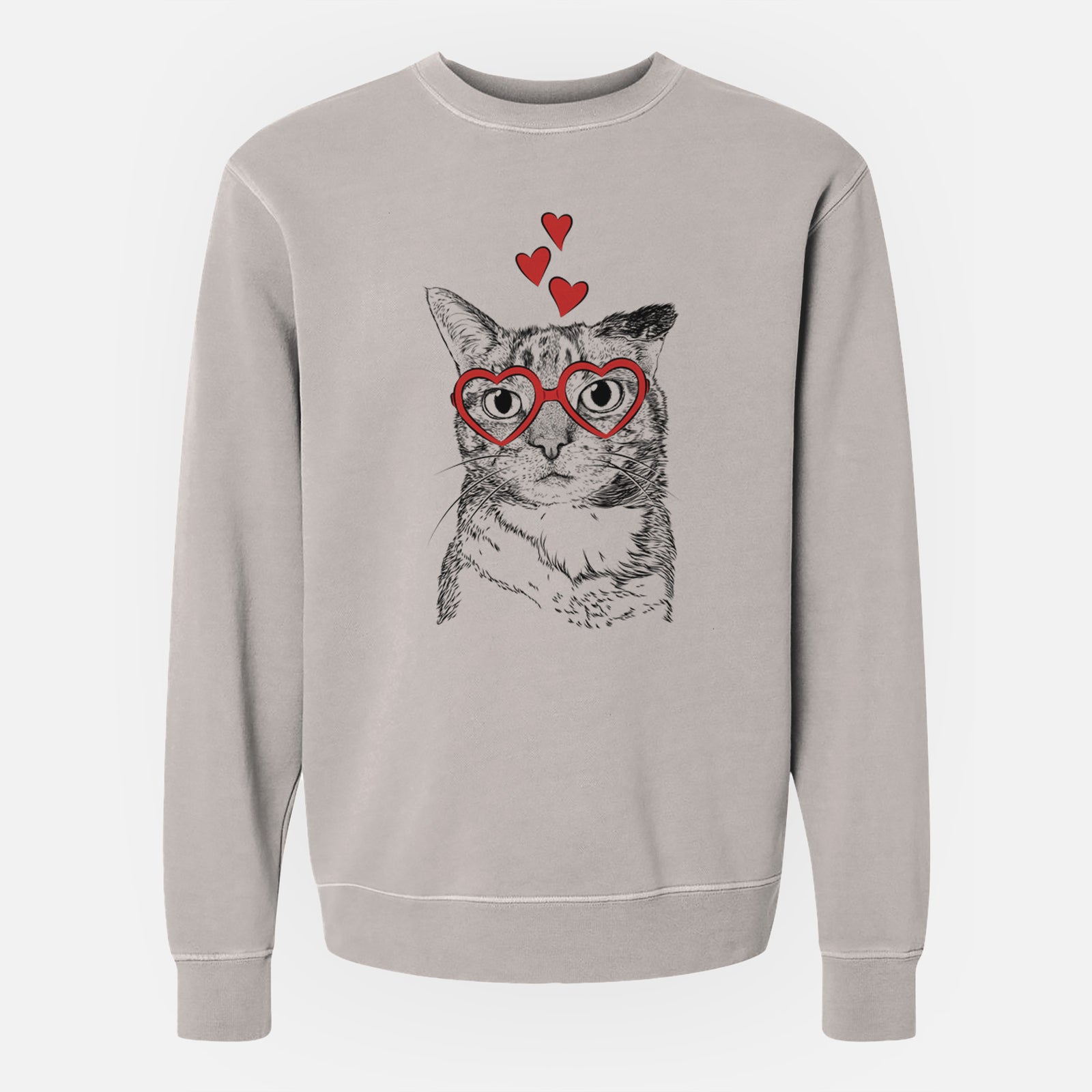 Valentine Eleanor the Domestic Shorthair Cat - Unisex Pigment Dyed Crew Sweatshirt