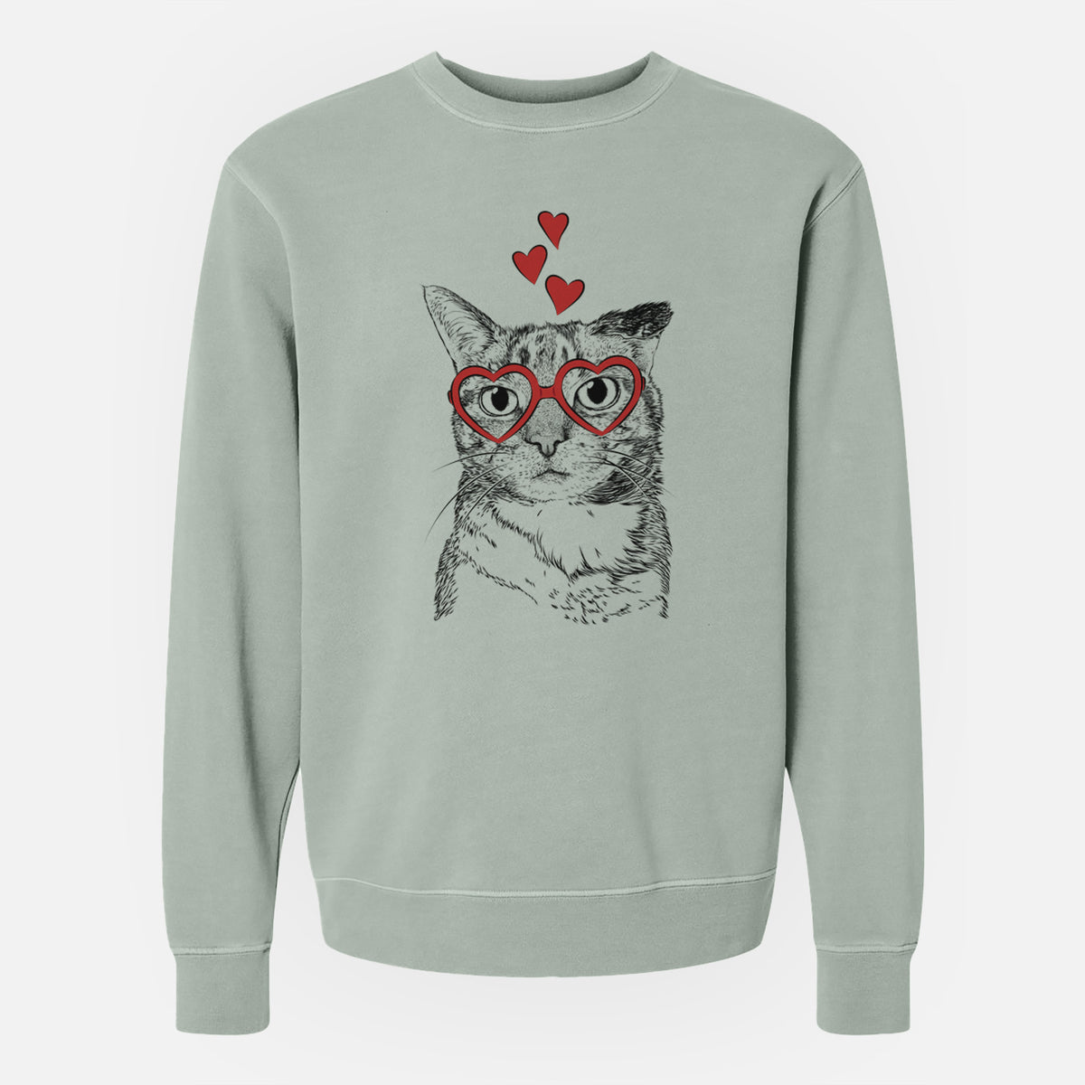 Valentine Eleanor the Domestic Shorthair Cat - Unisex Pigment Dyed Crew Sweatshirt
